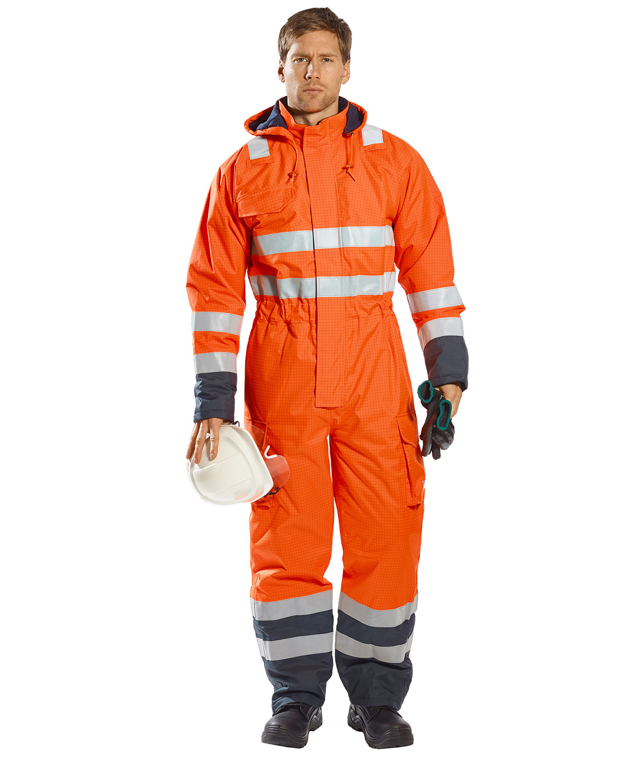 Portwest BizFlame rain coverall, Hi-vis Orange/Marine, large image number 1
