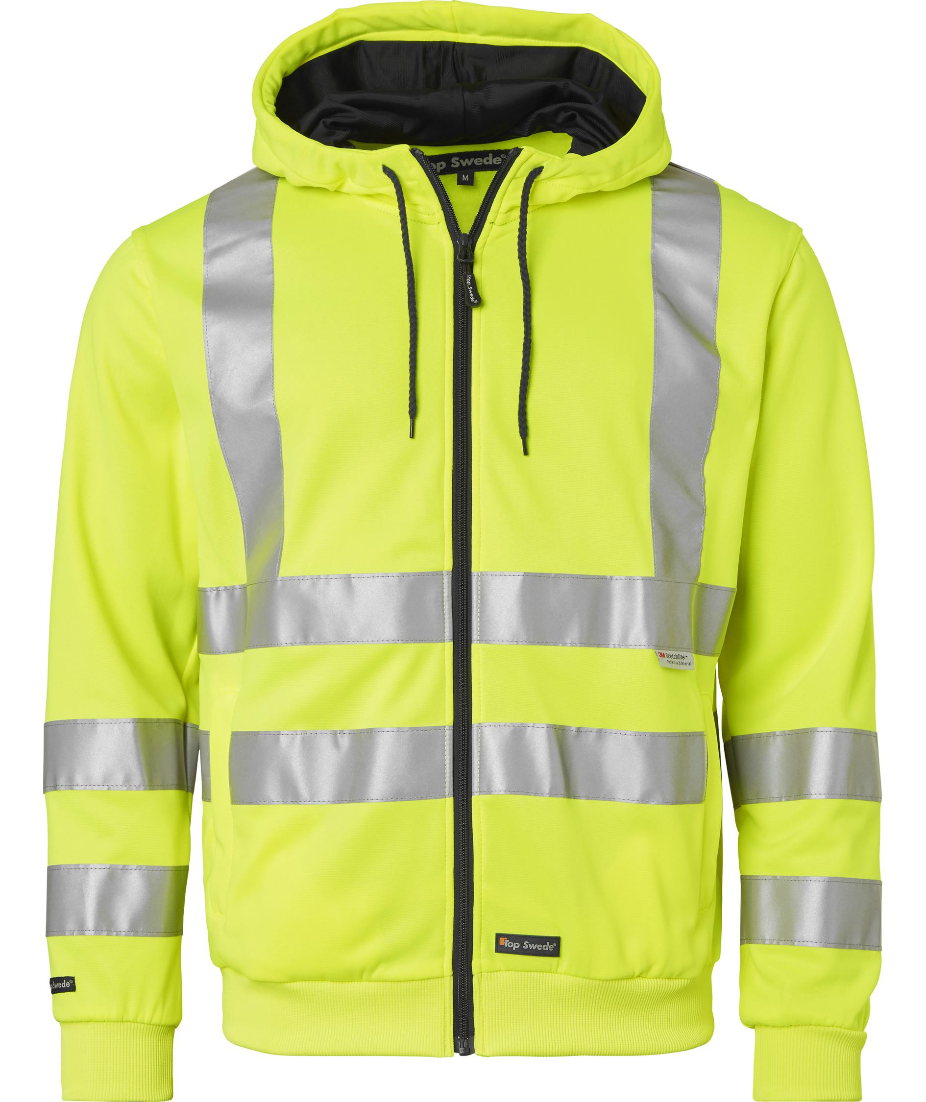 Top Swede hoodie med dragkedja 4429, Varsel Gul