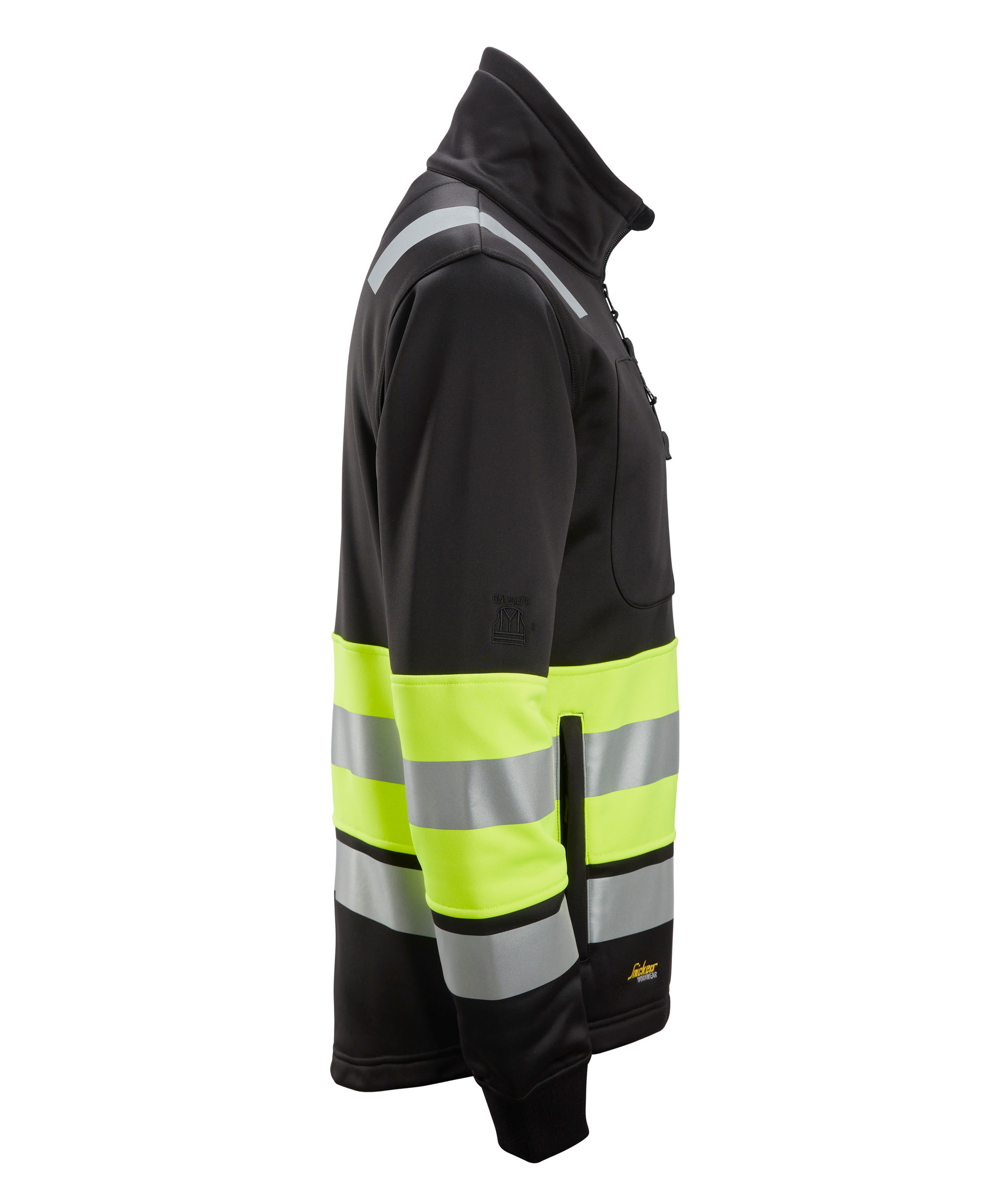 Snickers sweatjakke 8034, Svart/Hi-Vis Gul, large image number 2