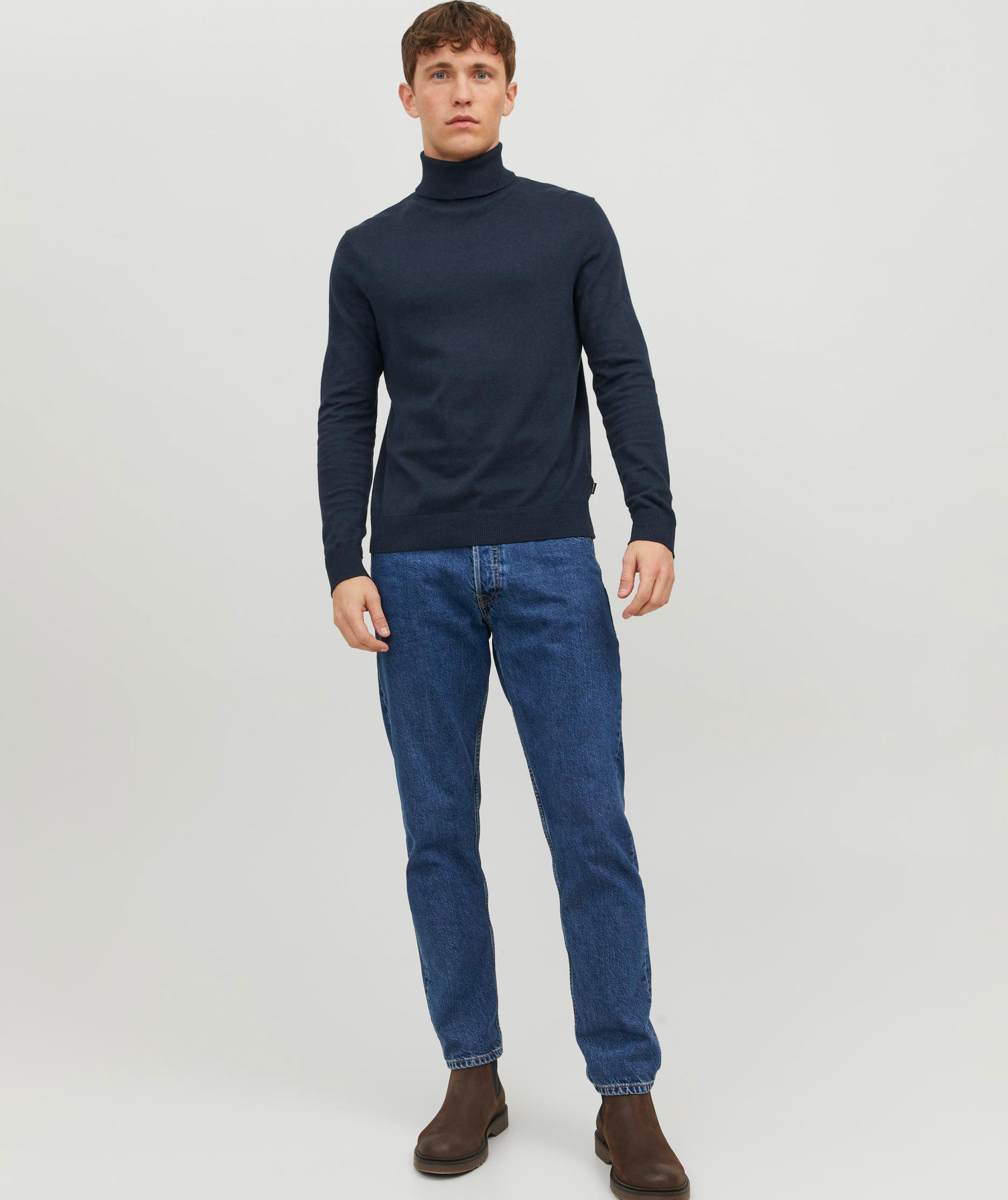 Jack & Jones JJEEMIL rullekrave striktr&oslash;je, Navy Blazer, large image number 4