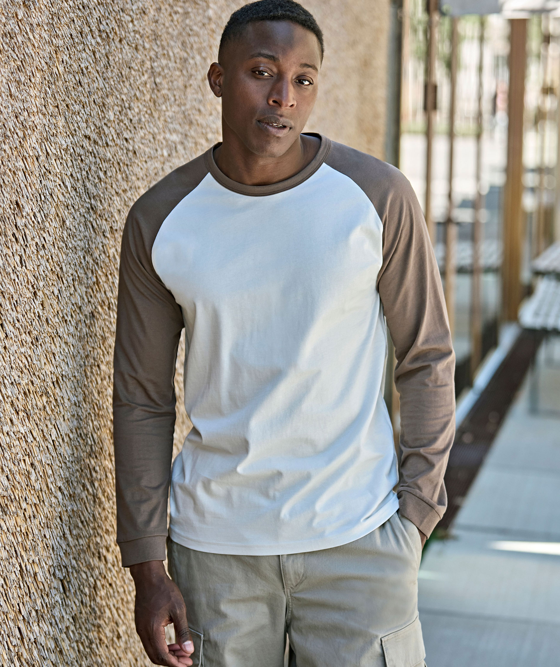 Tee Jays UNLABELED long-sleeved baseball T-shirt, Cement/Clay, large image number 1