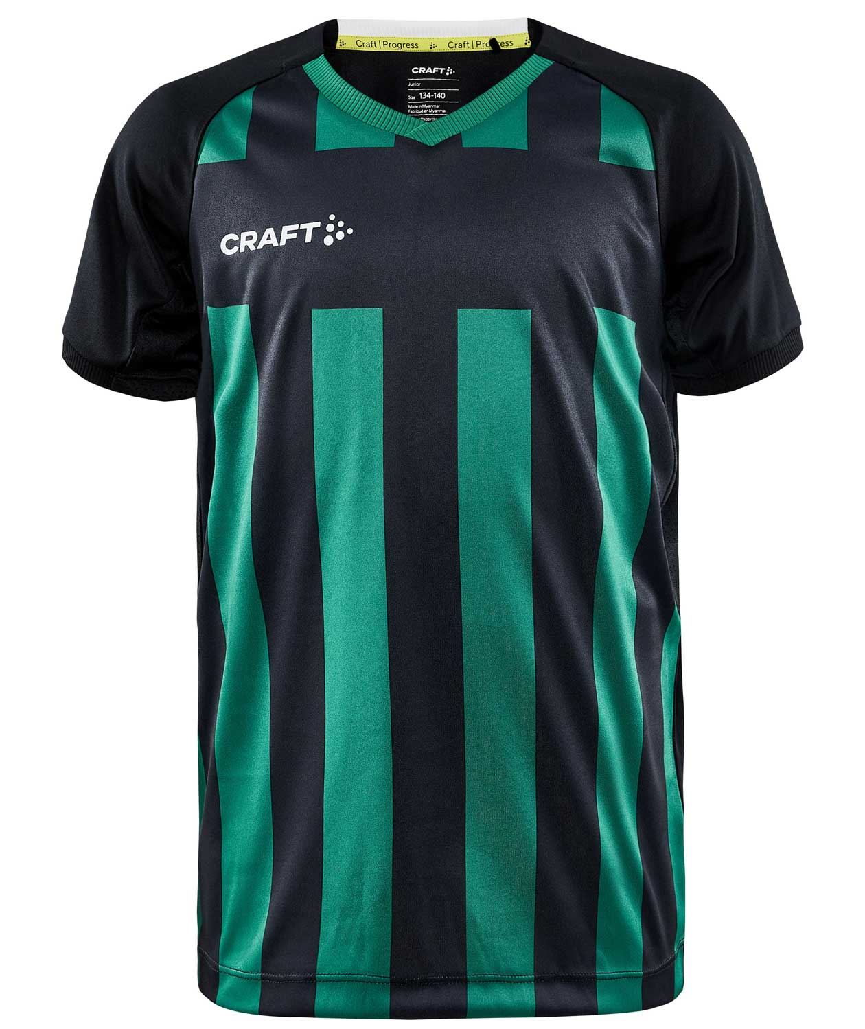 Craft Progress 2.0 Stripe Jersey T-skjorte for barn, Sort/Team Green, Sort/Team Green, swatch