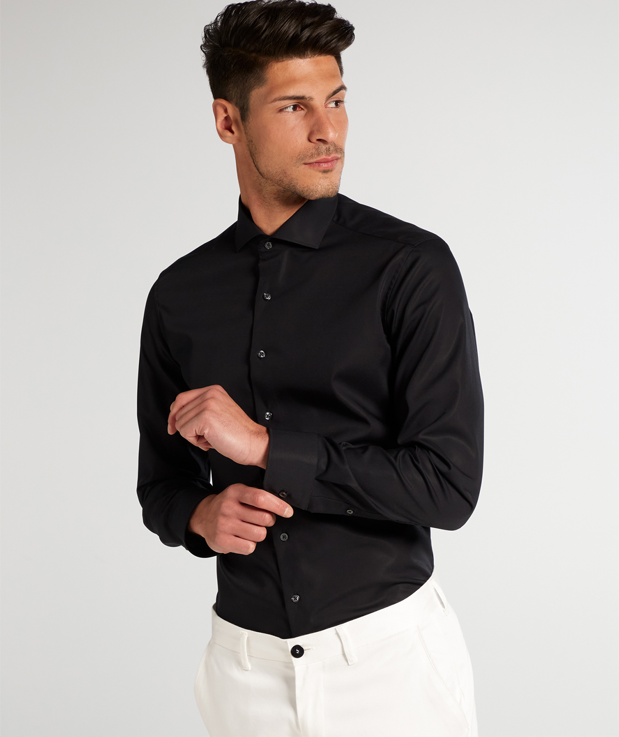 Eterna Uni Slim fit Poplin skjorte, Black