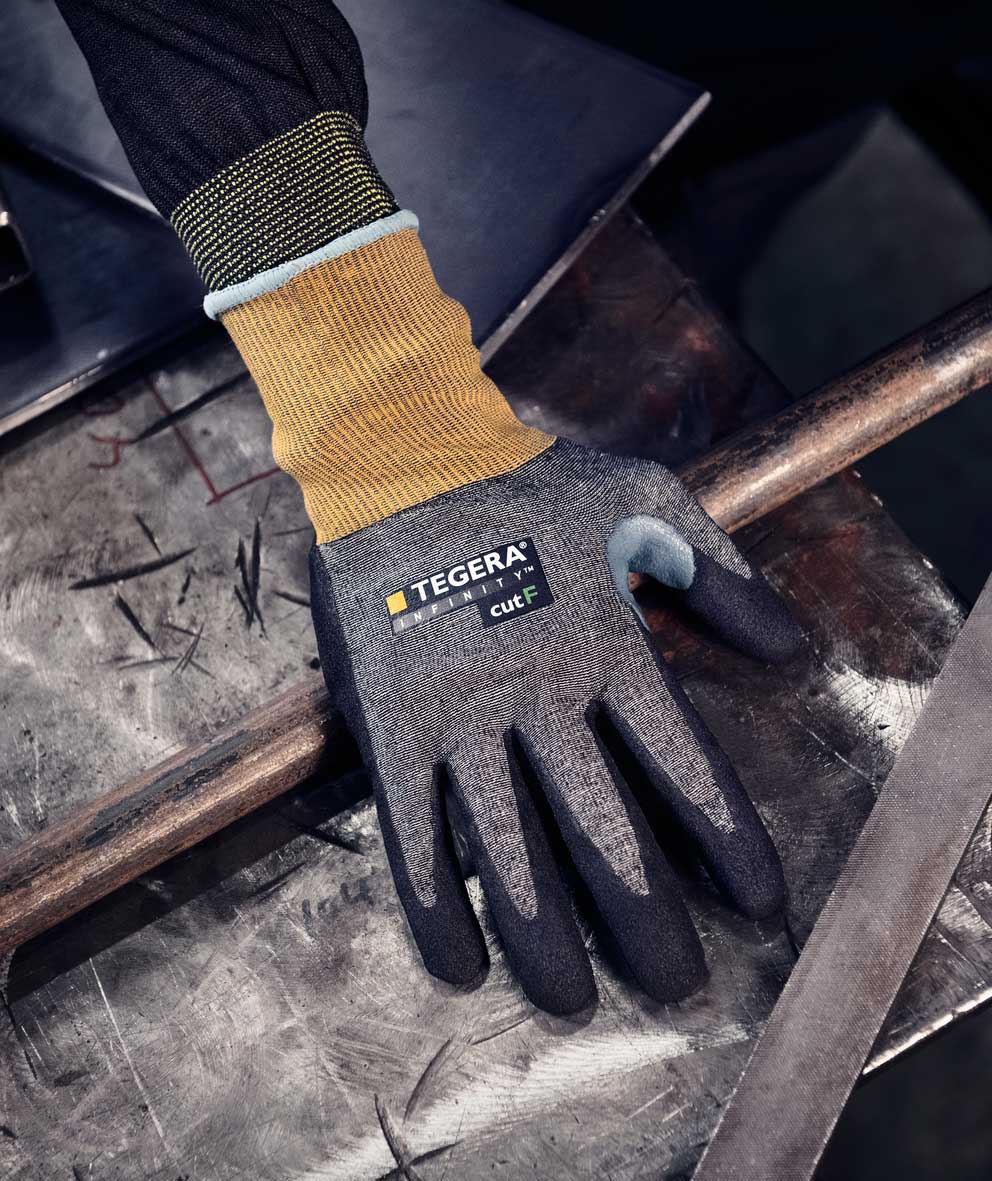 Tegera 8815 Infinity Schnittschutzhandschuhe Cut F, Schwarz/Grau/Gelb, large image number 2
