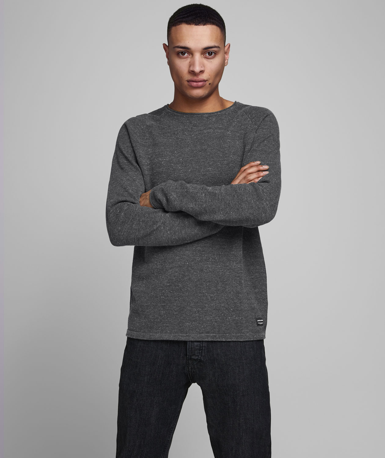 Jack & Jones JJEHILL Striktr&oslash;je, Dark Grey Melange, large image number 1