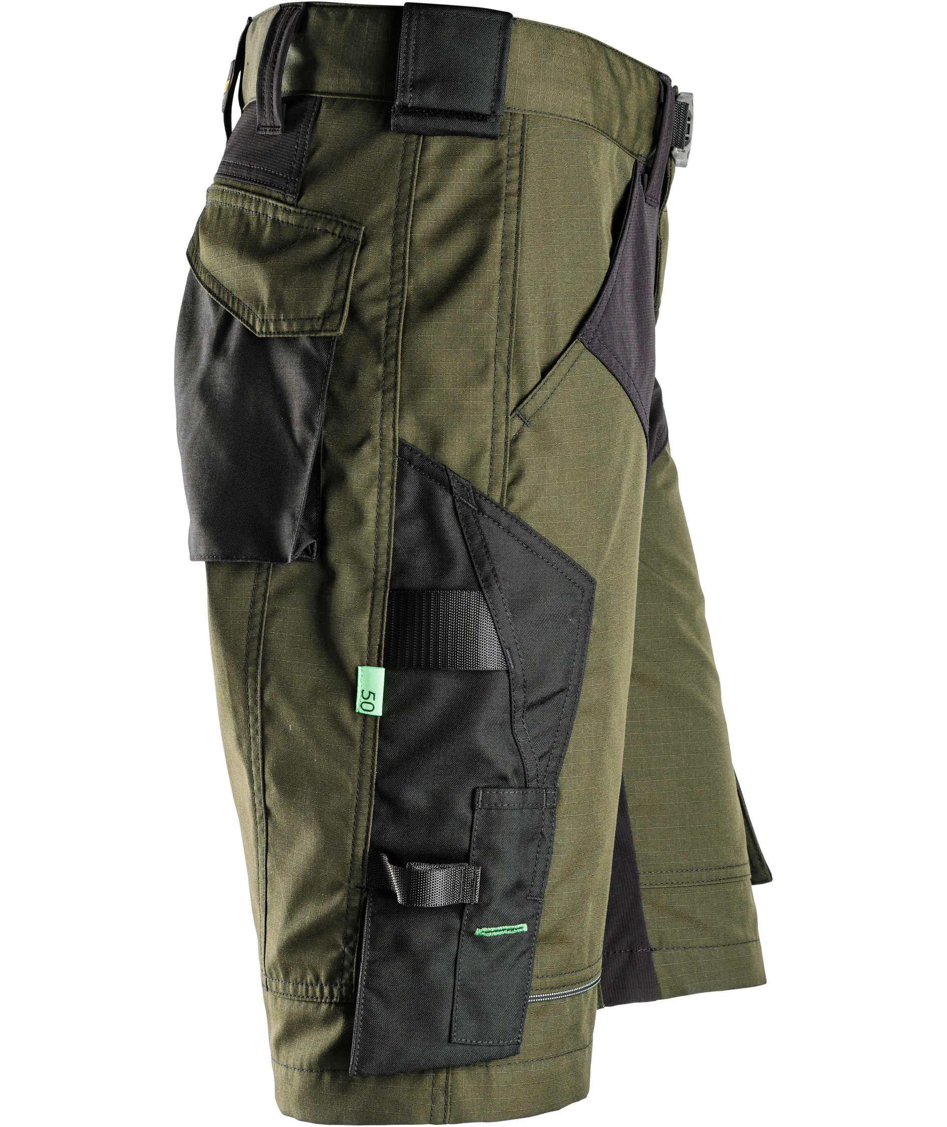 Snickers Flexiwork arbeidsshorts 6914, Khaki Green/Black, large image number 2