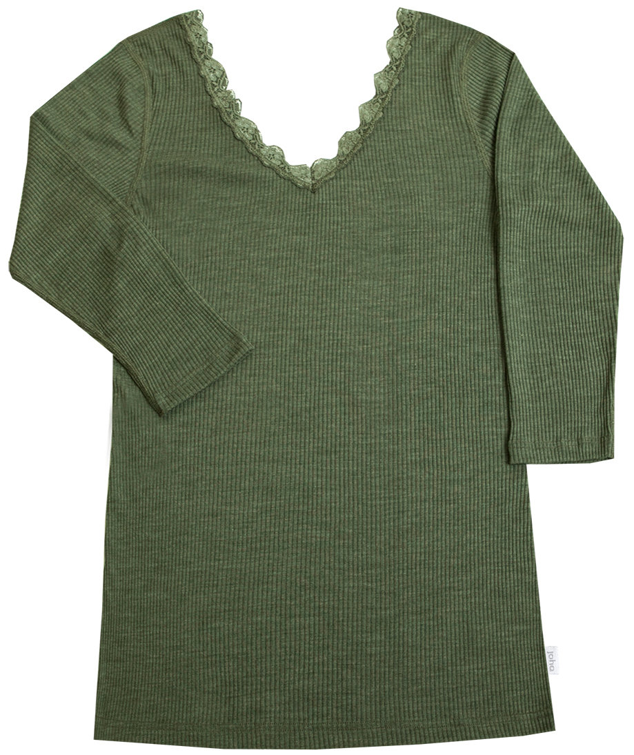 Joha&nbsp;Kate 3/4 &auml;rmad undertr&ouml;ja dam, ull/silke, Olivgr&ouml;n
