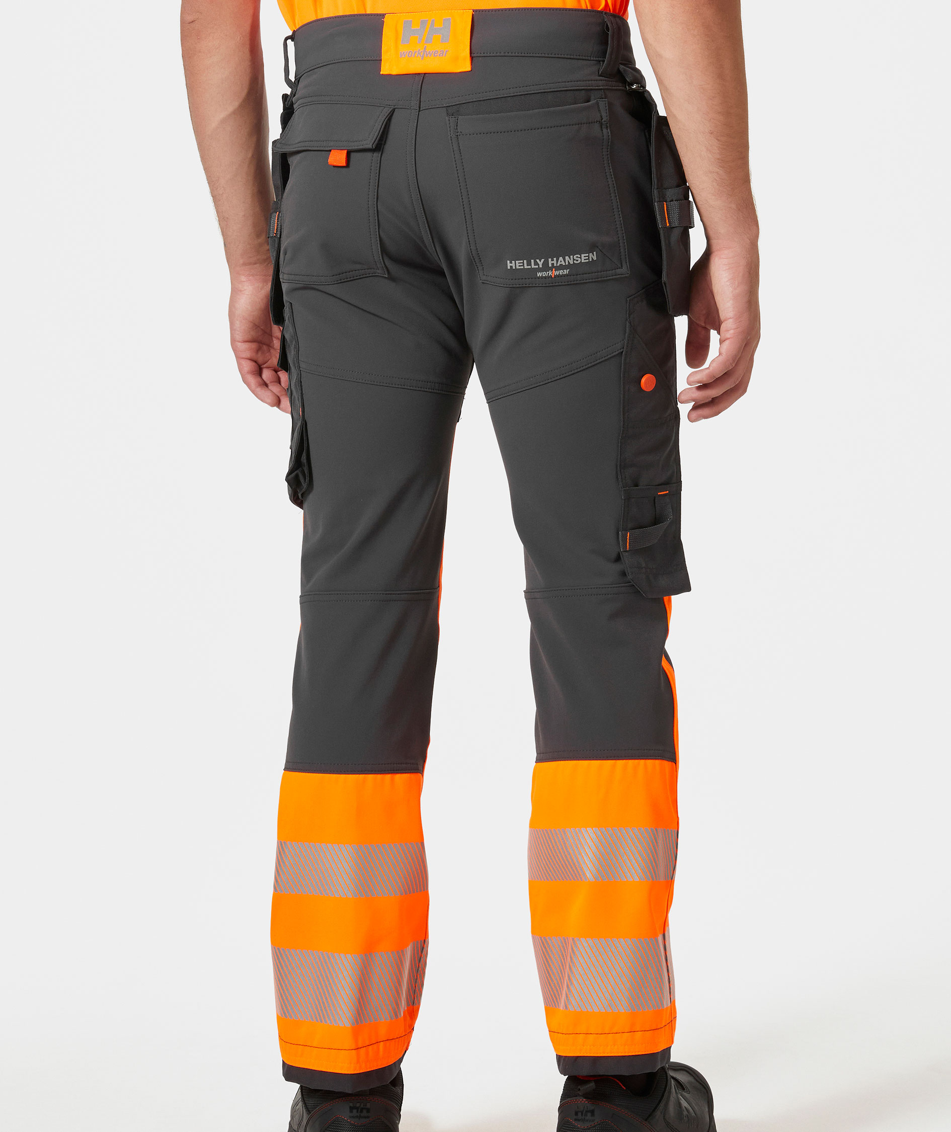 Helly Hansen ICU h&aring;ndverksbukse full stretch, Hi-vis Oransje/Ebony, large image number 3