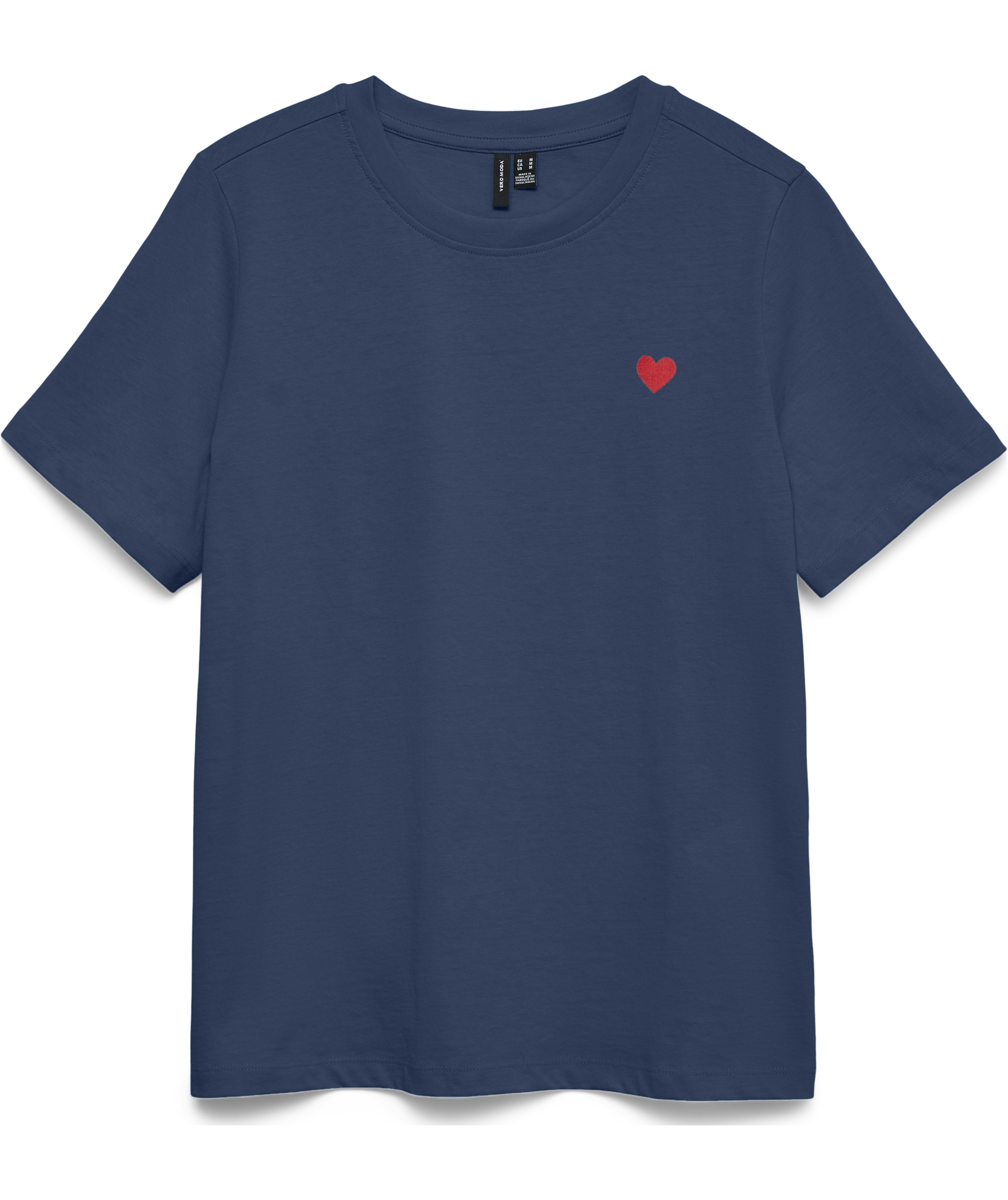 Vero Moda VMPAULINA dame T-shirt, Dark Denim Red Heart