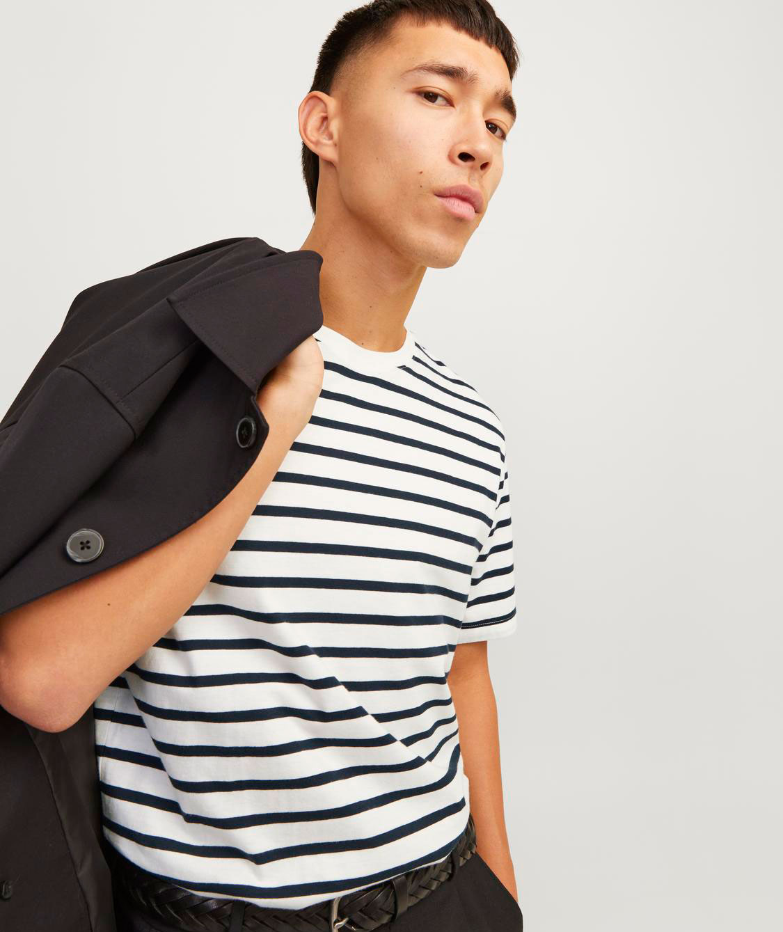 Jack & Jones JJEORGANIC Basic T-shirt, Cloud Dancer/Navy Blazer, large image number 5