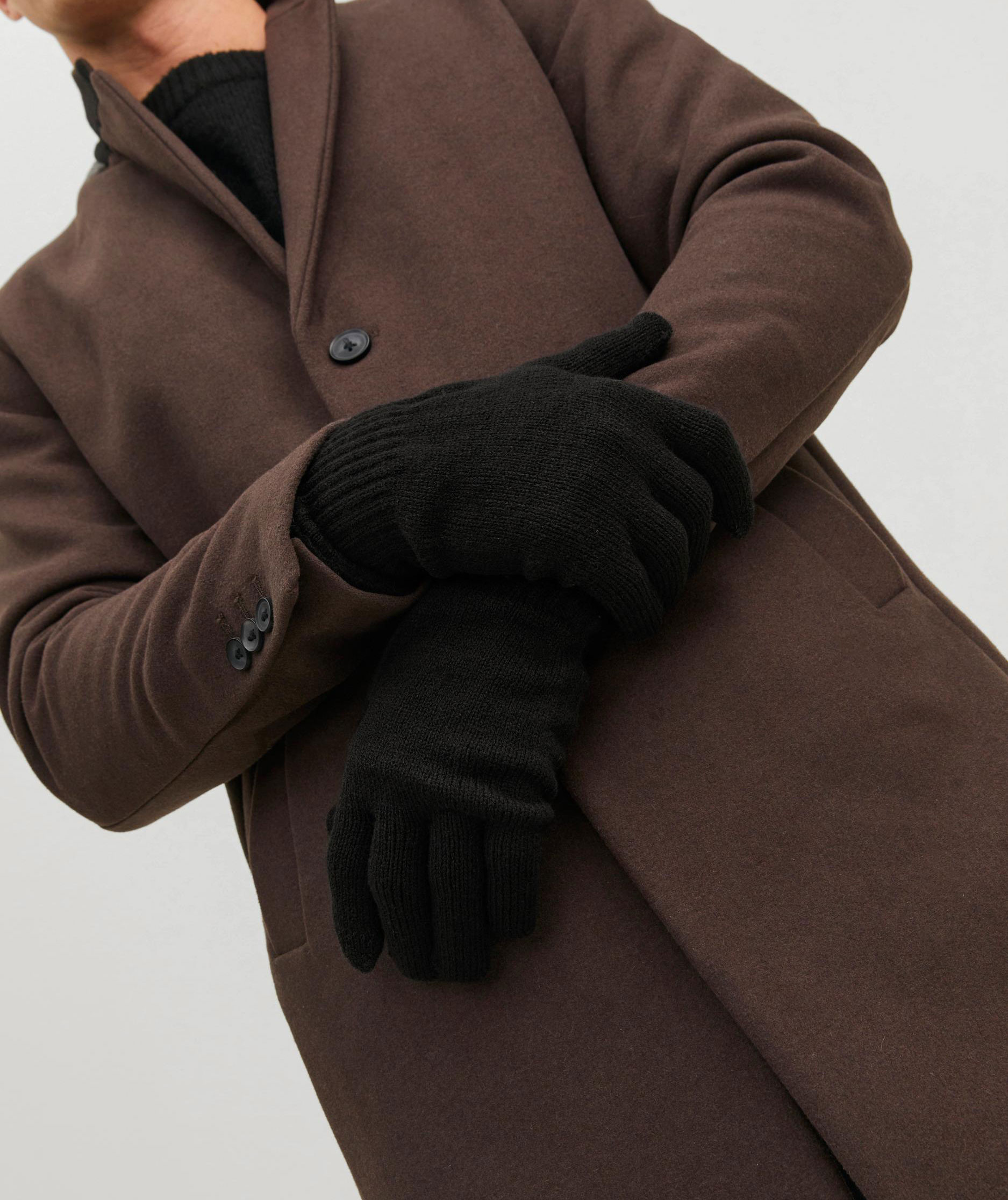 Jack & Jones JACBARRY stickade handskar, Black, Black, large image number 4