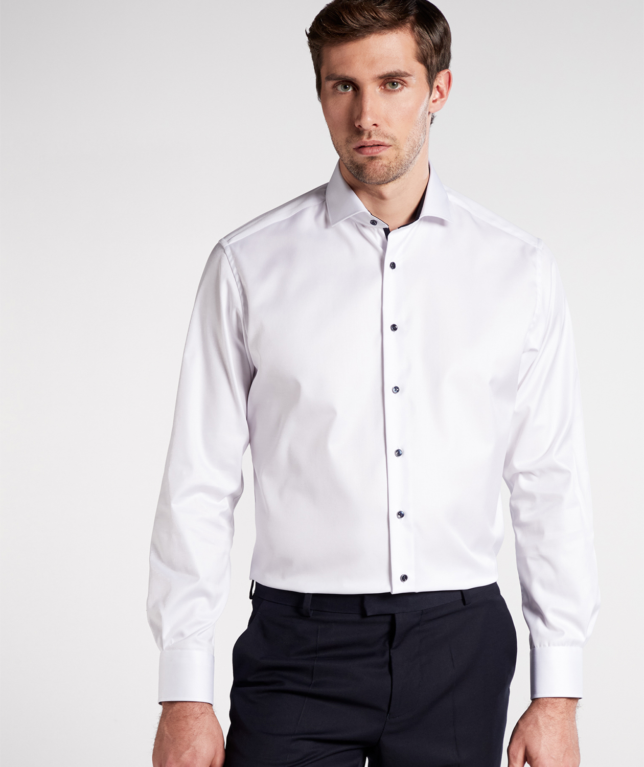 Eterna Cover Modern fit skjorte med kontrast, White 