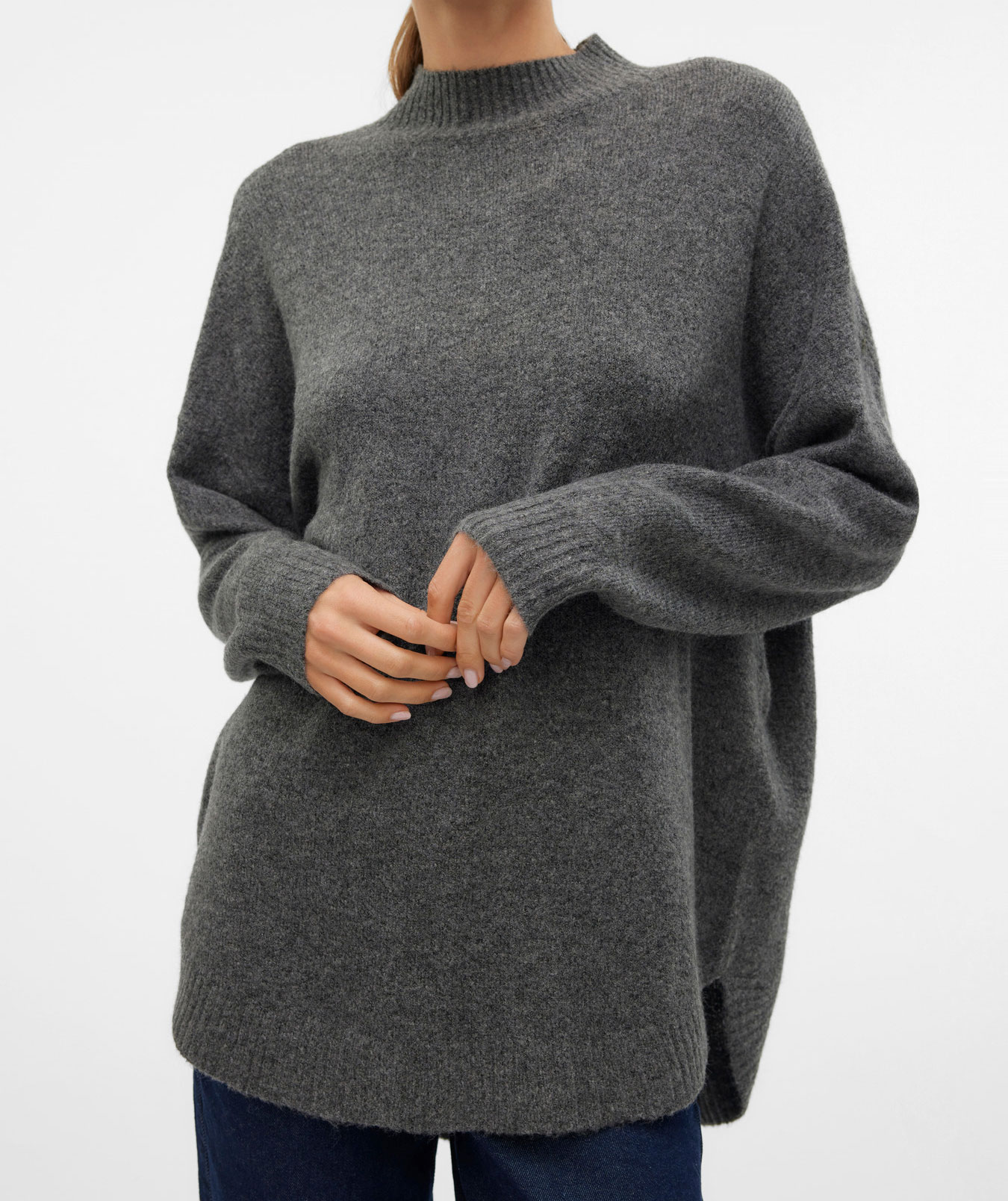 Vero Moda VAMPLAZA lang dame striktr&oslash;je, Medium Grey Melange, large image number 3