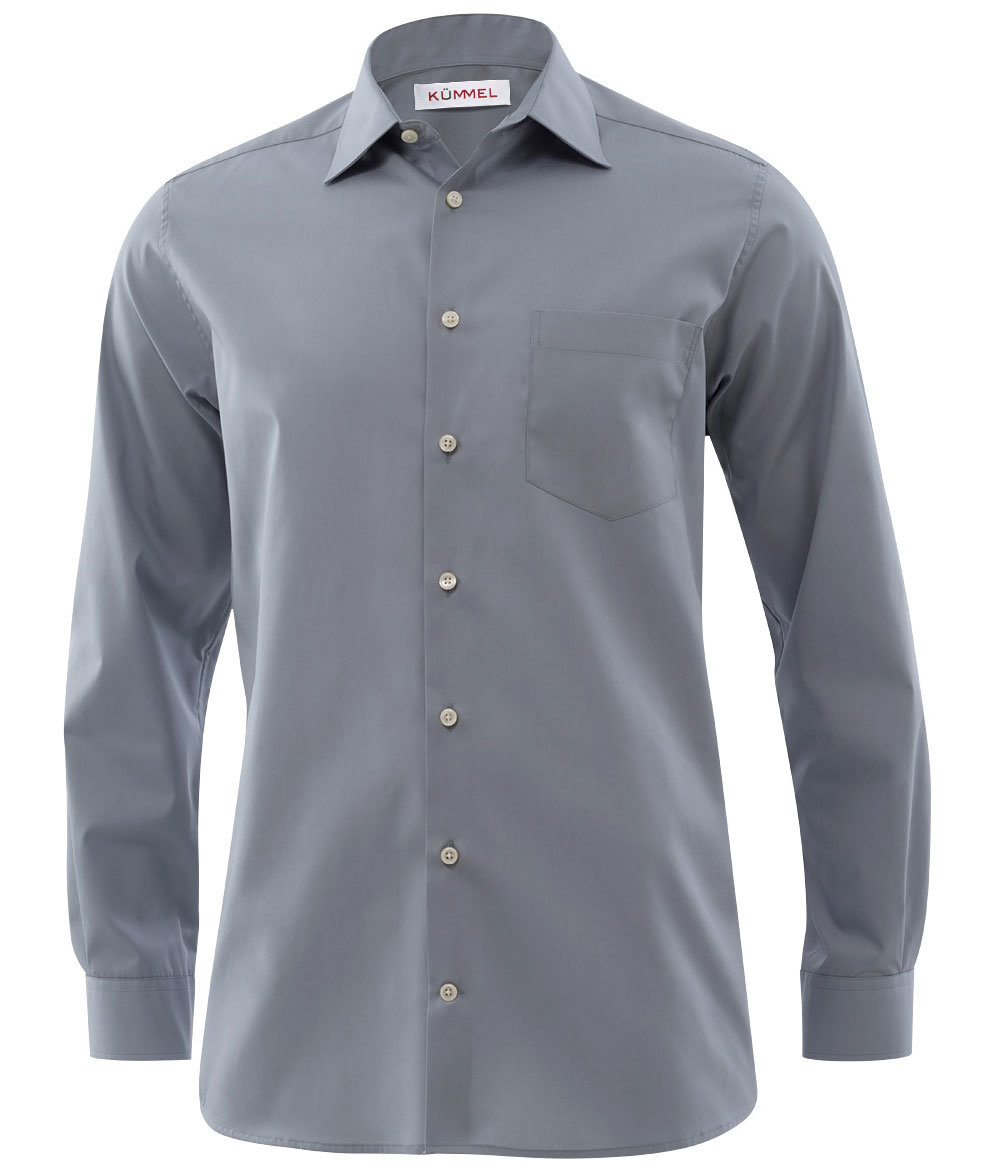 K&uuml;mmel Frankfurt Slim fit skjorta med br&ouml;stficka och extra &auml;rml&auml;ngd, Gr&aring;