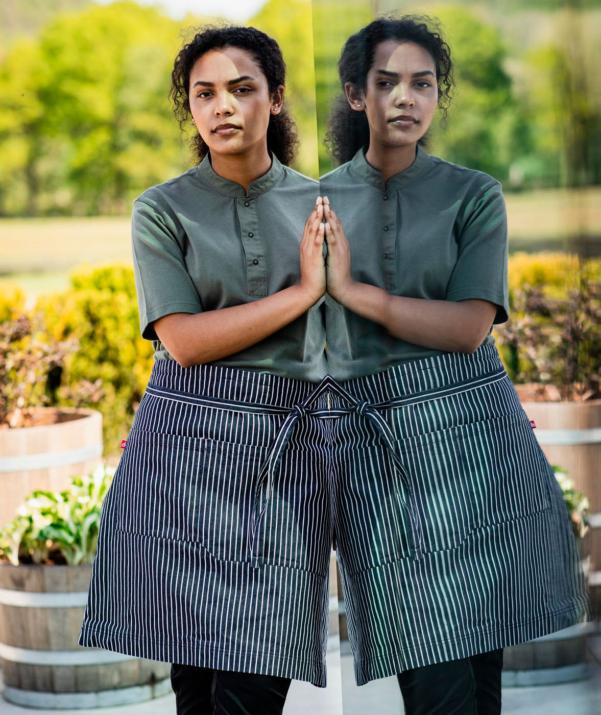 Segers forstykke med lommer, Striped Denim