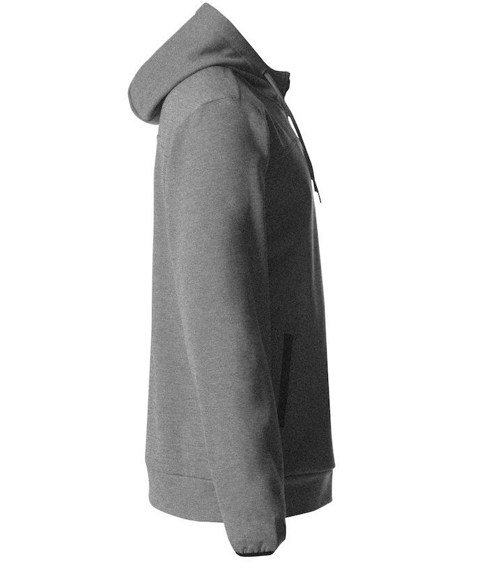 Clique Ottawa hoodie with full zipper, Grey Melange, large image number 4
