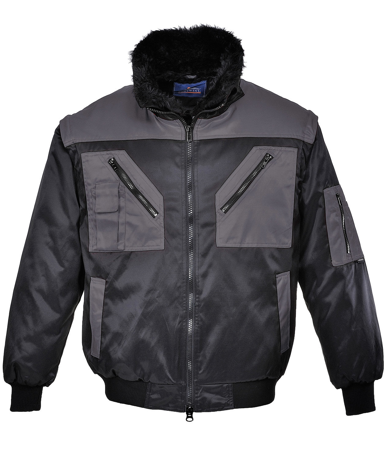 Portwest Two Tone 4-i-1 pilotjakke, Sort/Gr&aring;, large image number 0