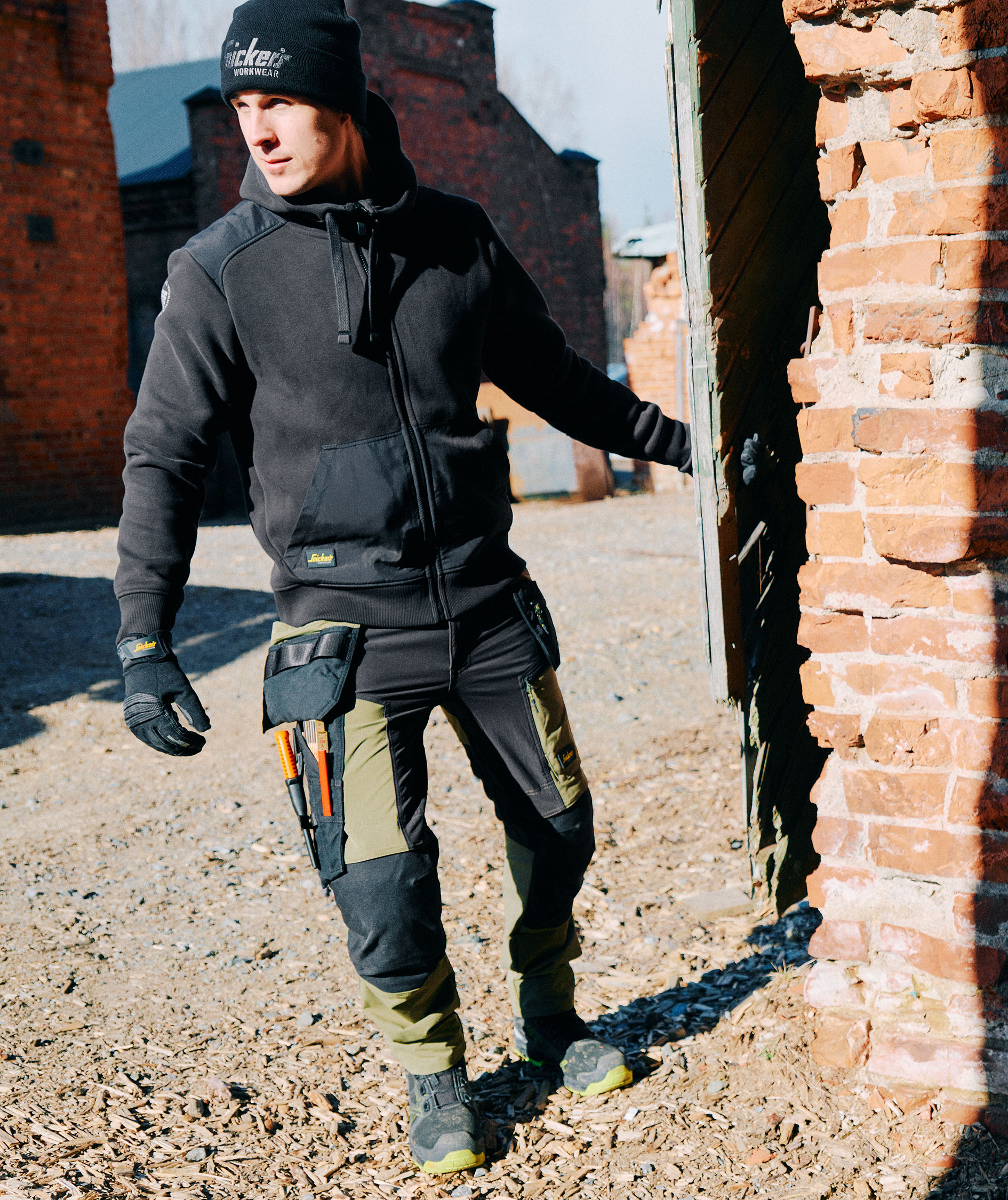 Snickers AllroundWork hantverksbyxa 6218 full stretch, Khaki Green/Black, large image number 2