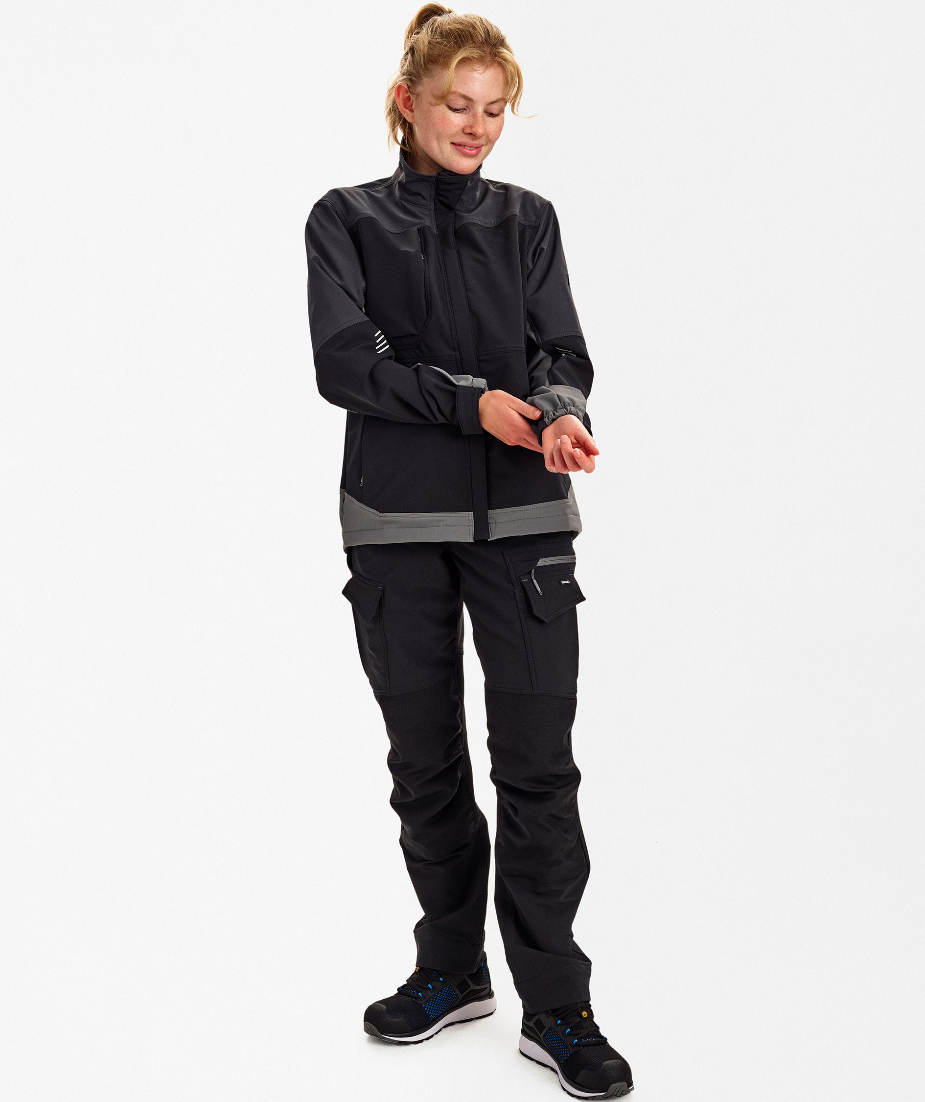 Engel Entire dame arbejdsjakke full stretch, Black/Anthracite Grey, large image number 2