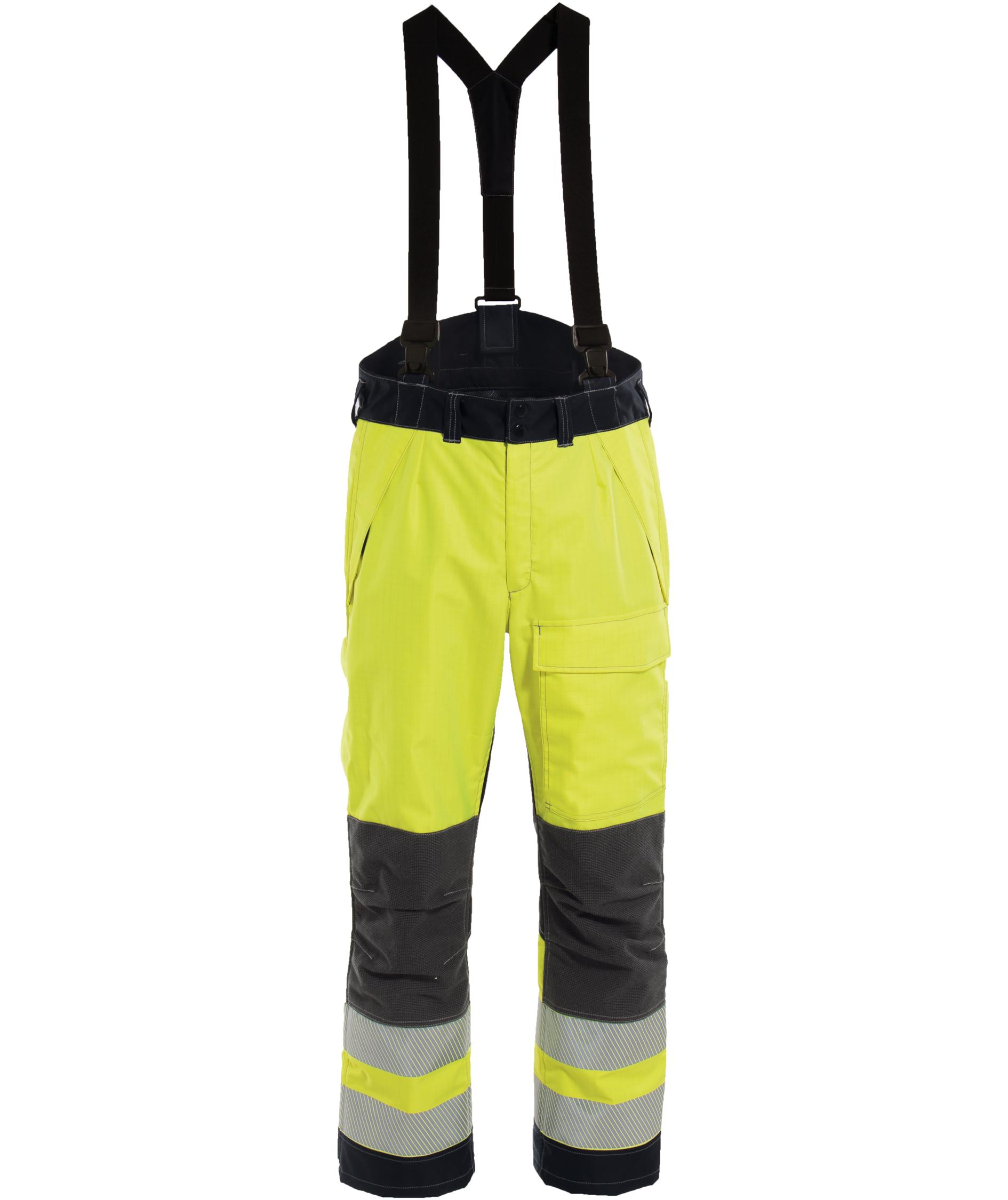 Tranemo FR shell trousers, Hi-vis yellow/Marine blue