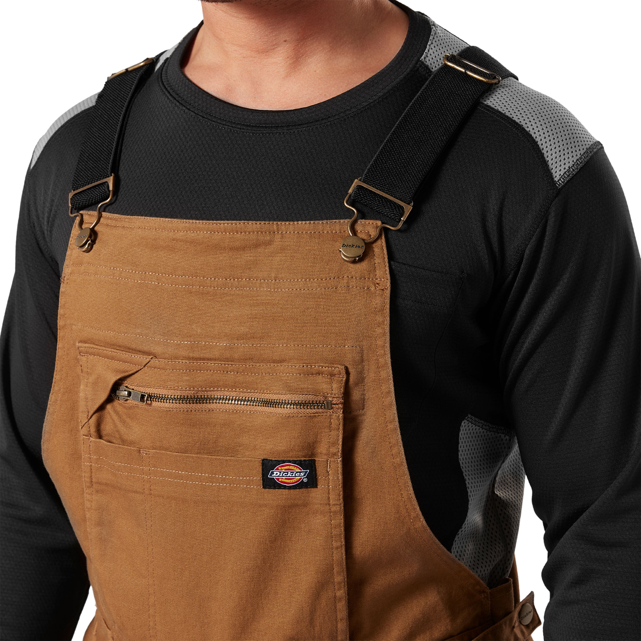 Dickies TechDuck bib and brace, Rinsed Brown Duck, large image number 2