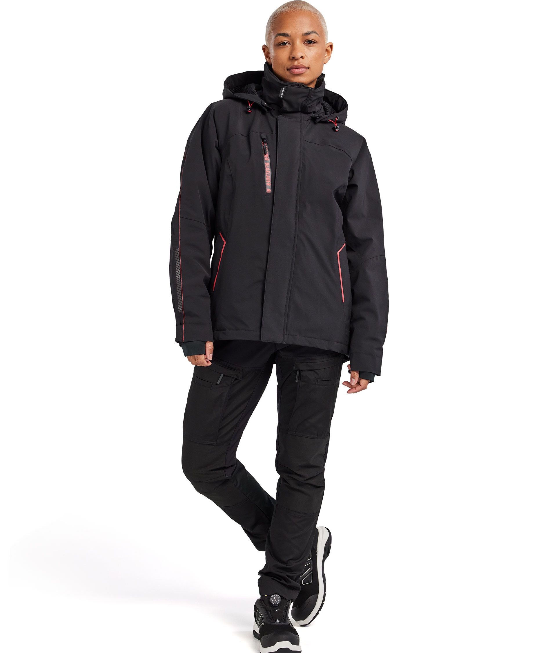 Bl&aring;kl&auml;der jacka full stretch dam, Svart/R&ouml;d, large image number 1