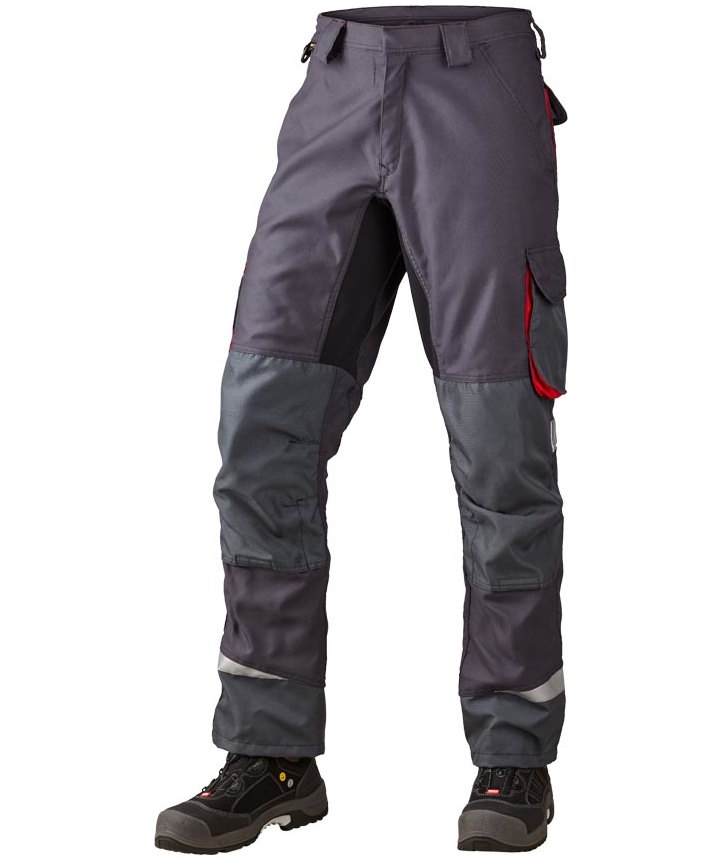 J.A.K. work trousers 1601, Grey/Red, Grey/Red, swatch
