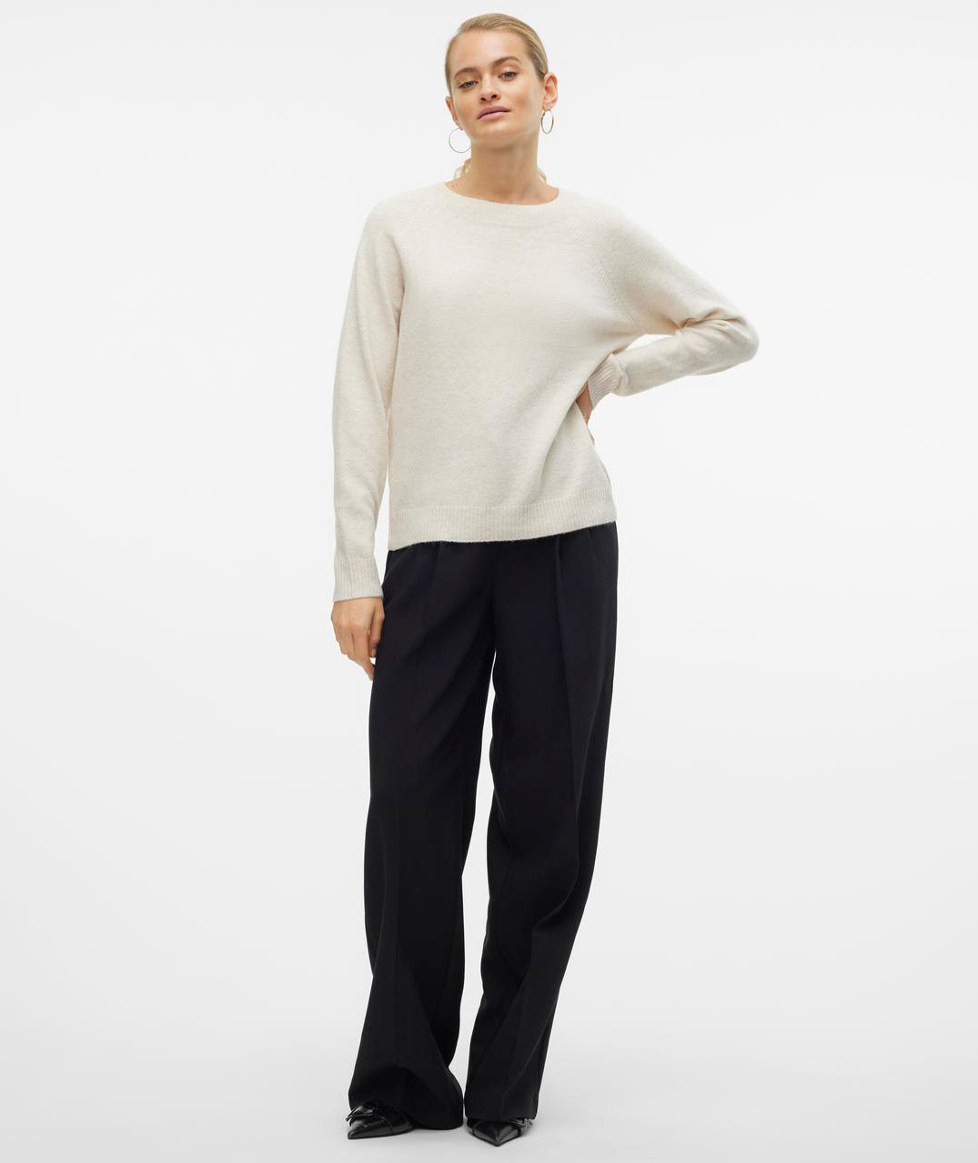 Vero Moda VMDOFFY dame strikket genser, Birch Melange, large image number 4