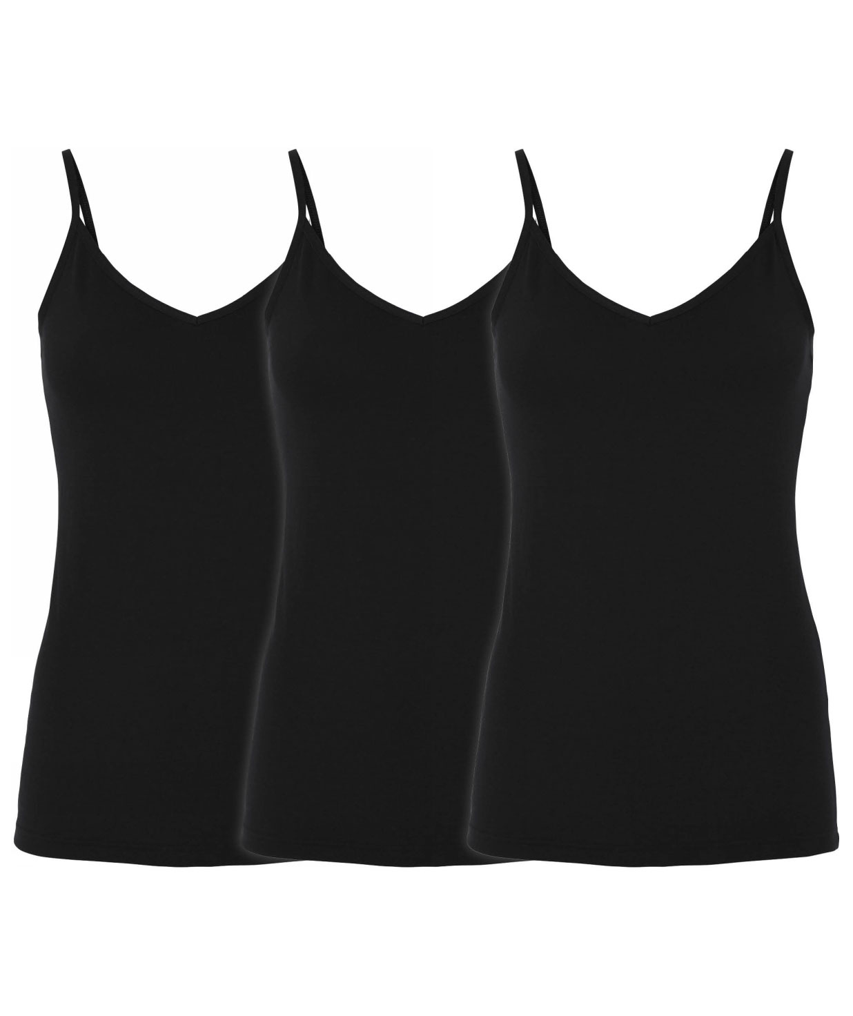 Decoy 3er Pack Damen Unterhemd, Schwarz, Schwarz, swatch