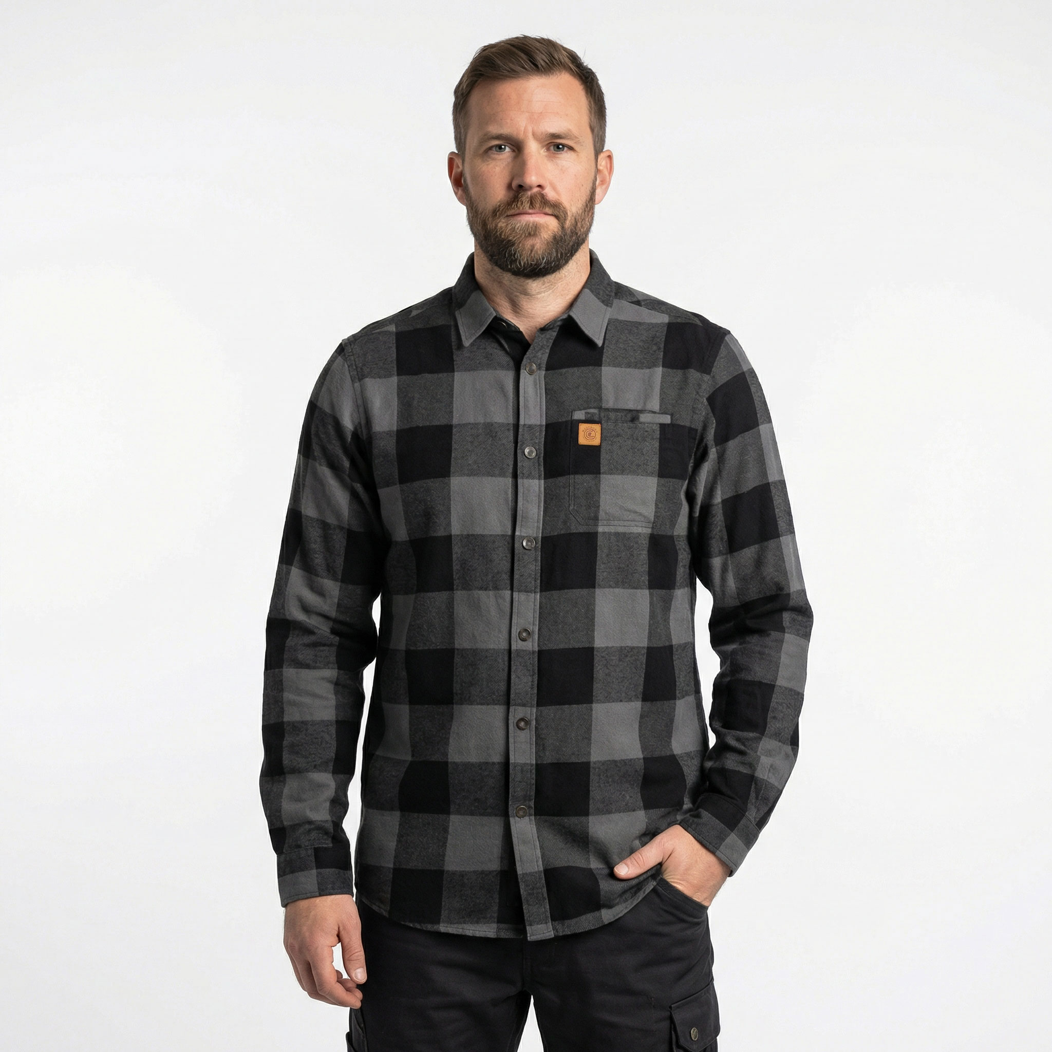 Westborn casual flanellskjorta, Dark Grey/Black, large image number 2