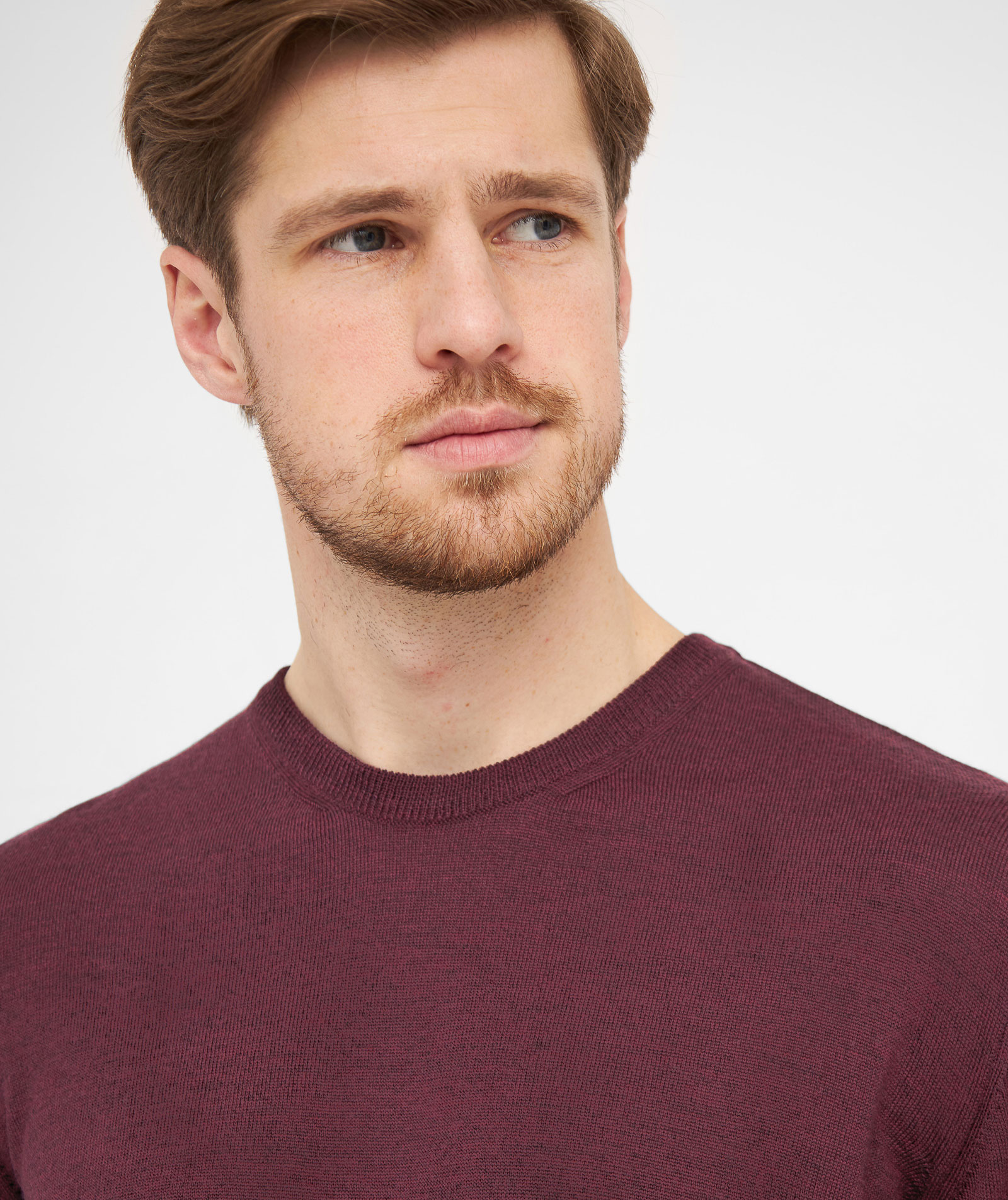 Clipper Milan knitted pullover with merino wool, Burgundy melange, large image number 3