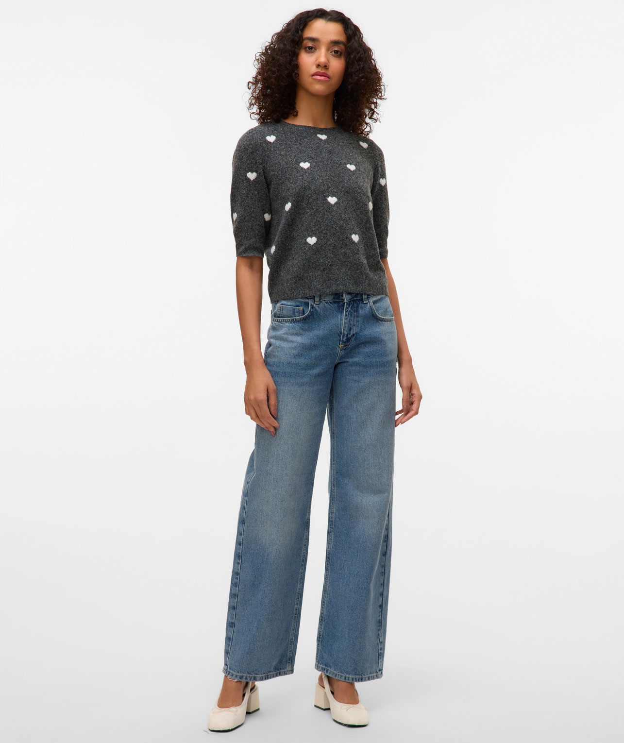 Vero Moda VMDOFFY INTARSIA women's short-sleeved knitted pullover