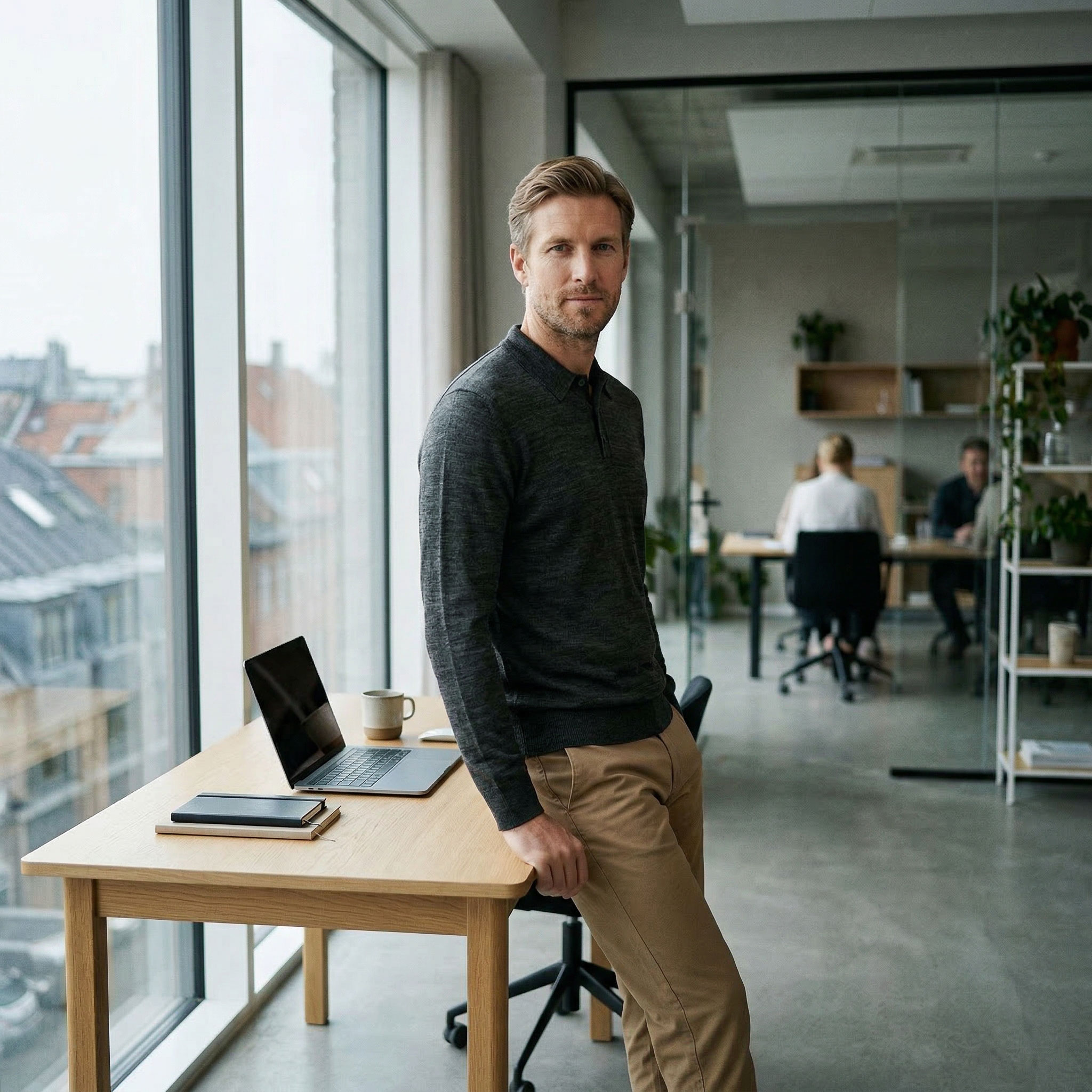 Jack & Jones Premium JPRBLAMERINO polo striktr&oslash;je med merinould, Peat Melange, large image number 1