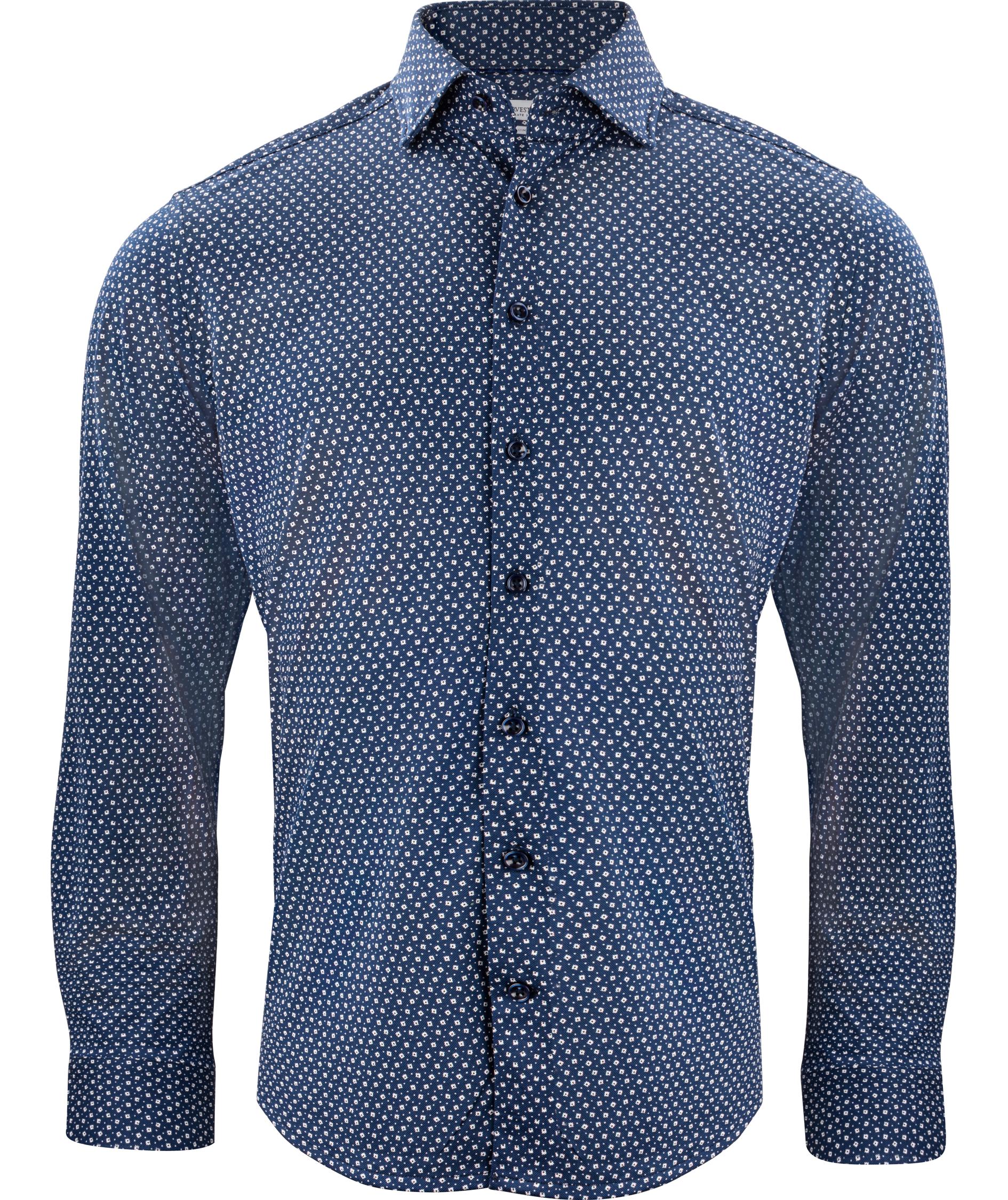 J. Harvest & Frost Piqu&eacute; Indigo Bow 131 regular fit shirt, Navy Print