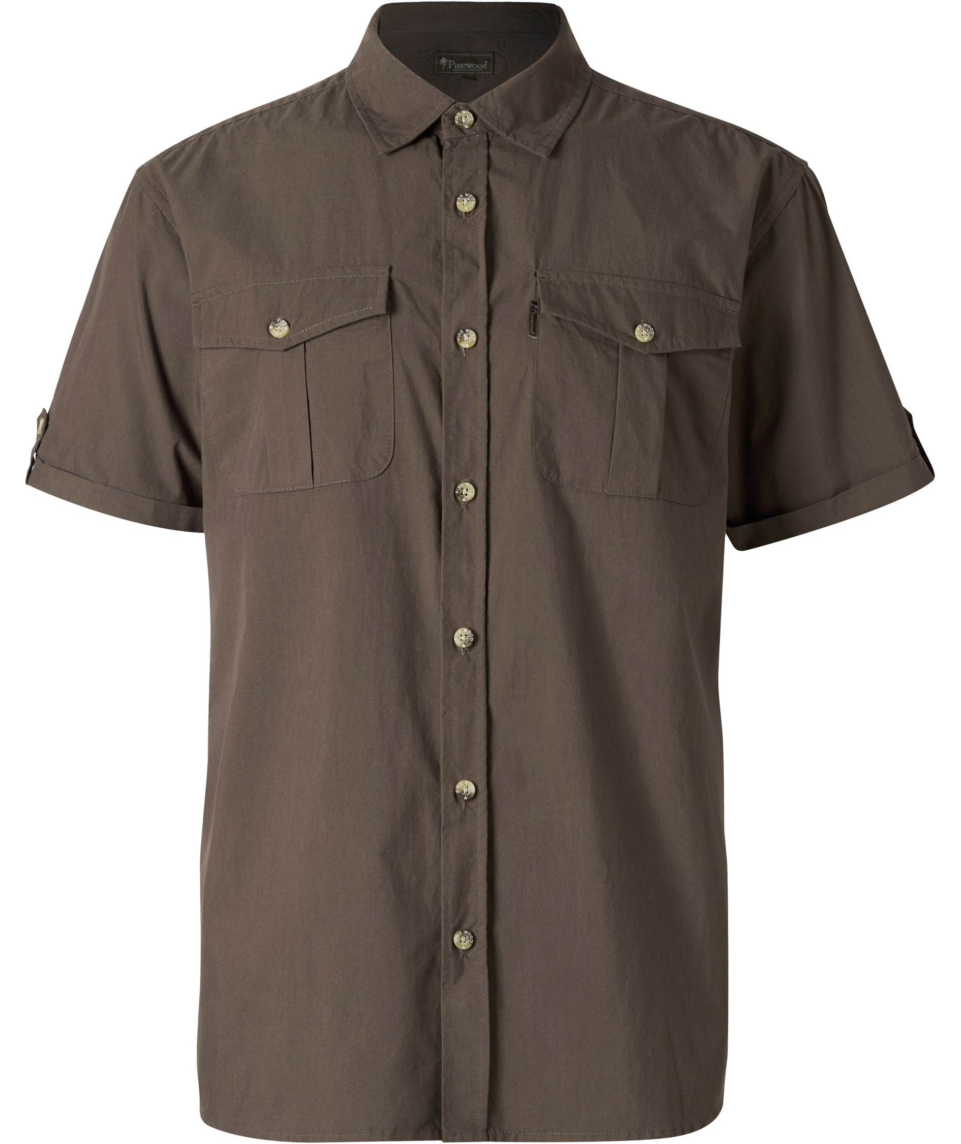 Pinewood Safari kort&aelig;rmet skjorte, Dark Olive