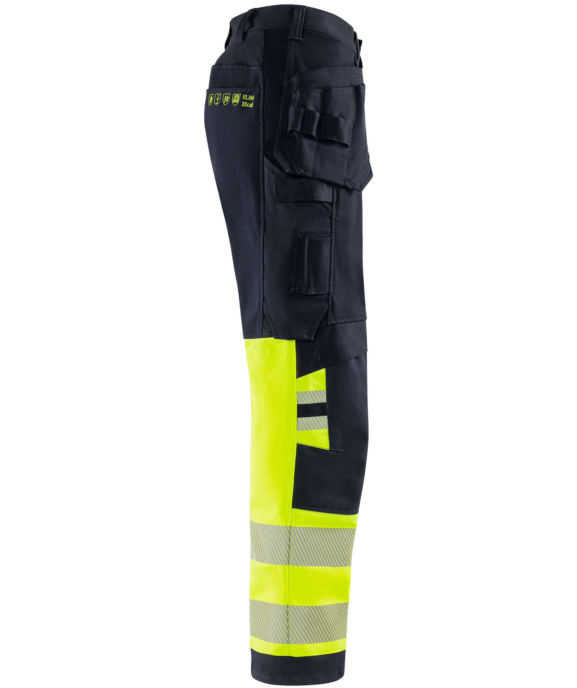 Fristads Flamestat Green h&aring;ndv&aelig;rkerbukser 2950 GFS, Hi-Vis gul/marine, large image number 2