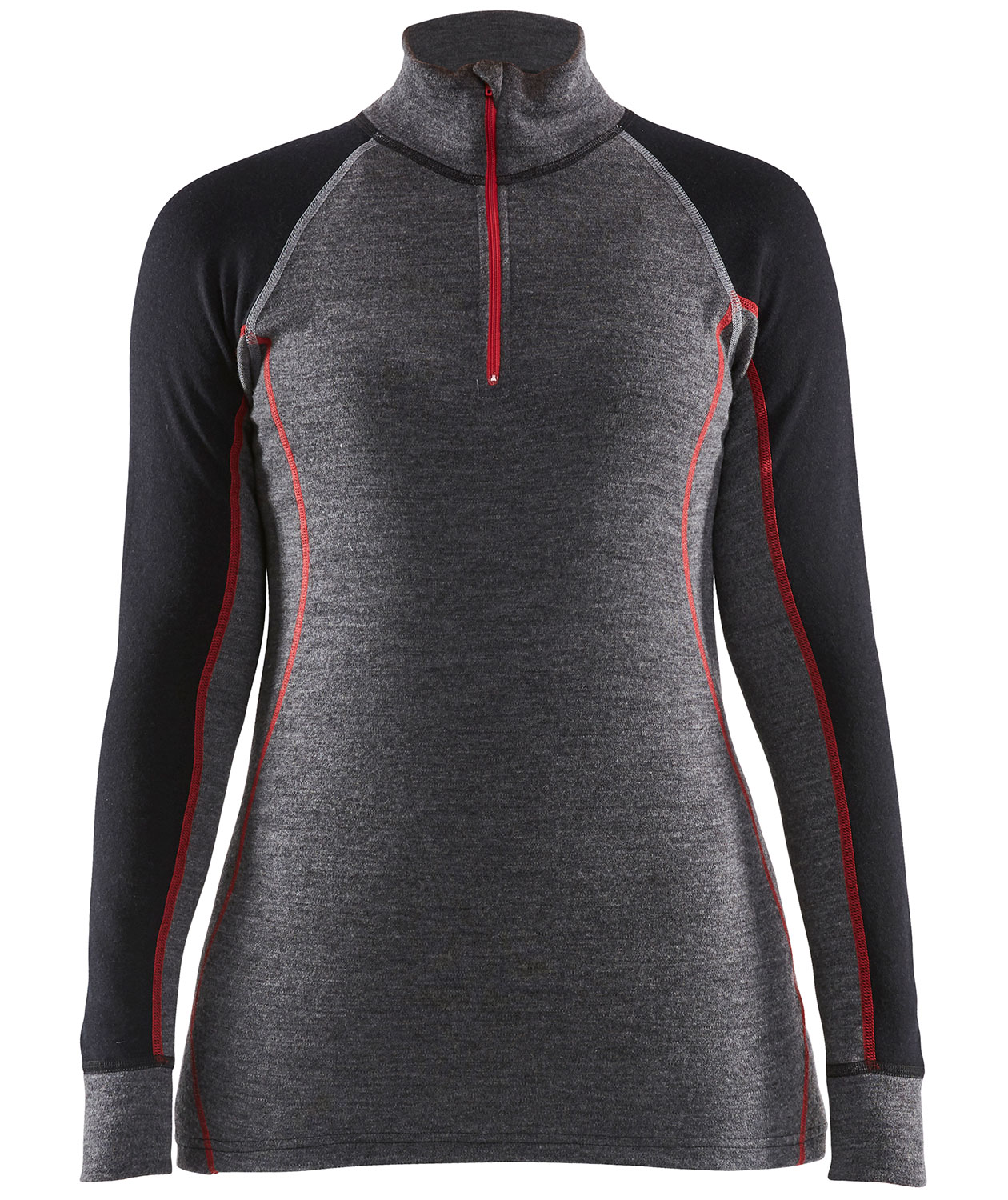 Bl&aring;kl&auml;der XWARM underst&auml;llstr&ouml;ja dam med merinoull, Mellangr&aring;/svart