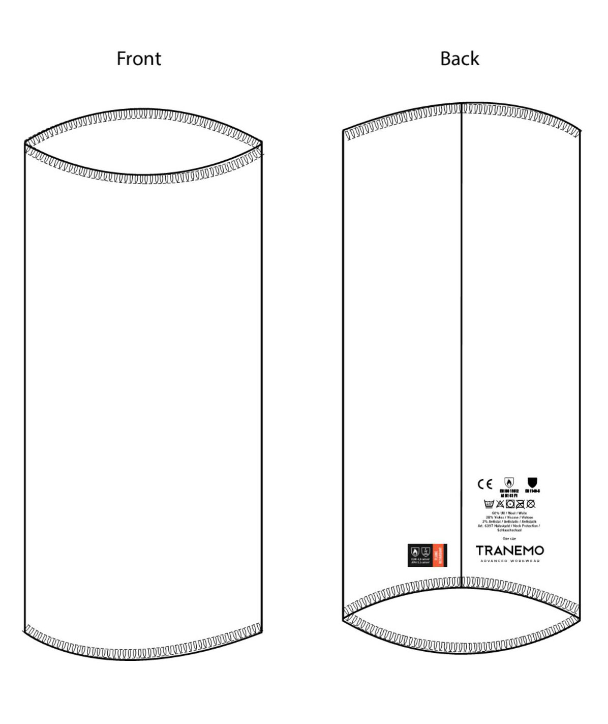 Tranemo FR neck warmer with merino wool, Black/Grey, Black/Grey, large image number 3