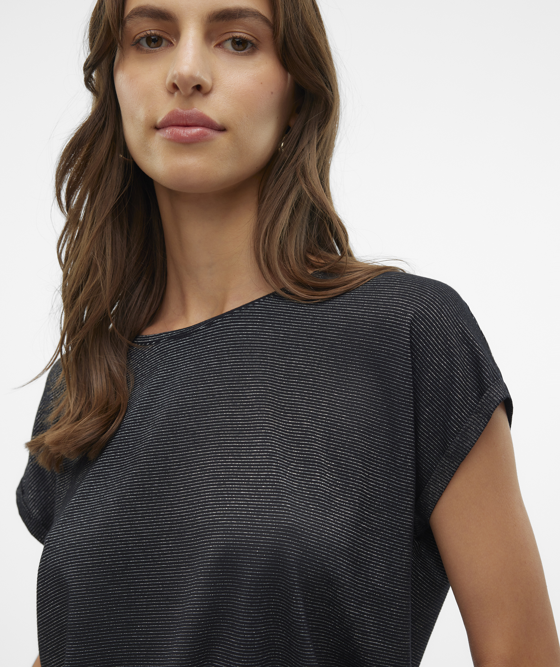 Vero Moda VMLAVA GLITTER women's T-shirt, Black/Silver Lurex, large image number 3