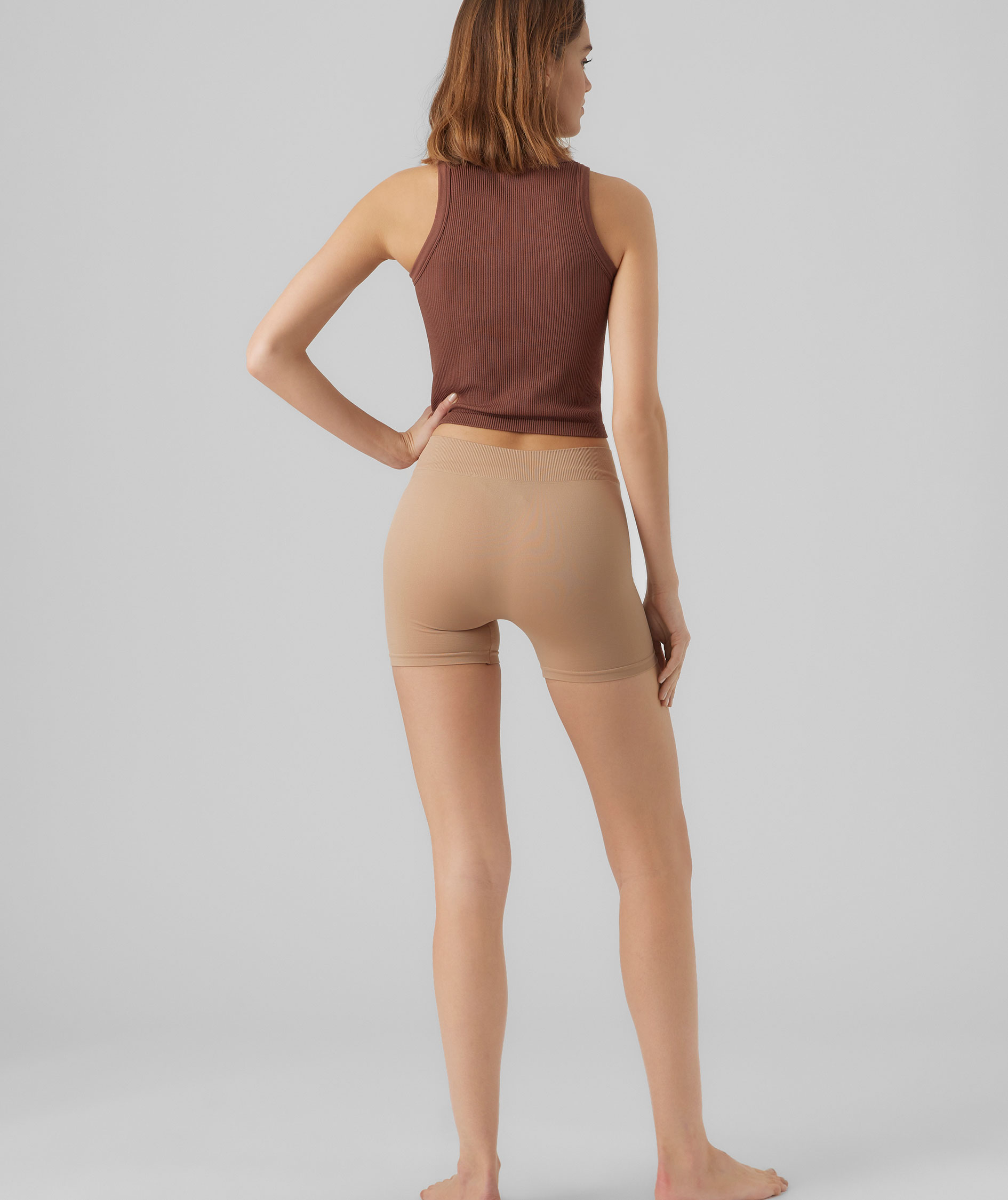 Vero Moda VMJACKIE korta seamless innershorts dam, Tan, large image number 5