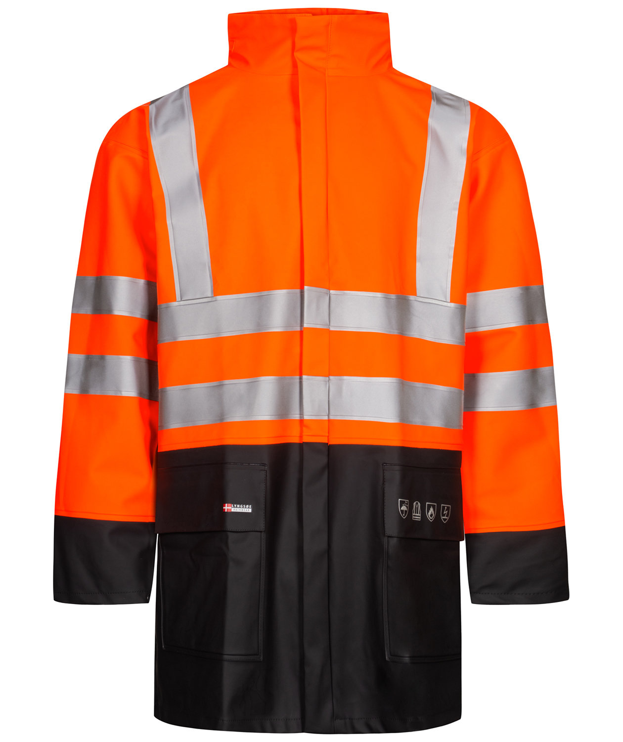 Lyngs&oslash;e Multinorm PU/PVC rain jacket, Hi-vis Orange/Marine