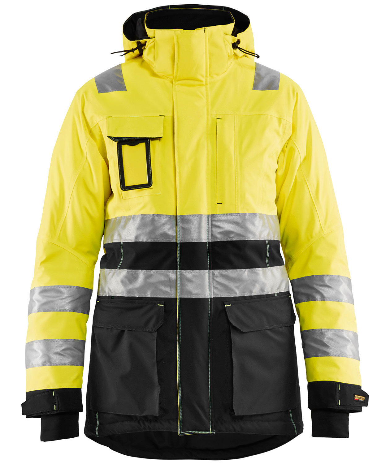 Bl&aring;kl&auml;der vinter parkas dam, Varsel Gul/Svart