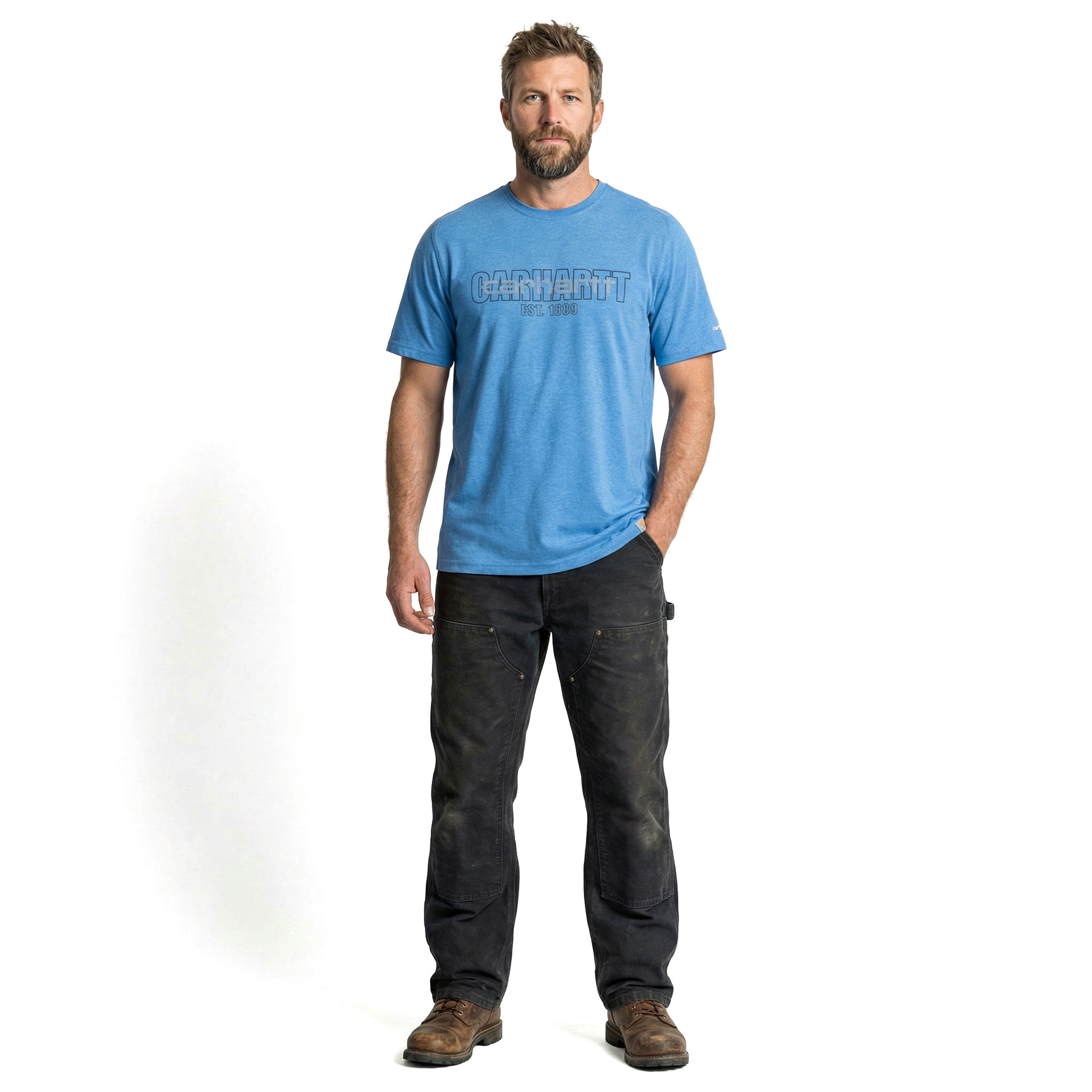 Carhartt Force Logo Graphic T-skjorte, Engineer Blue Heather, large image number 2