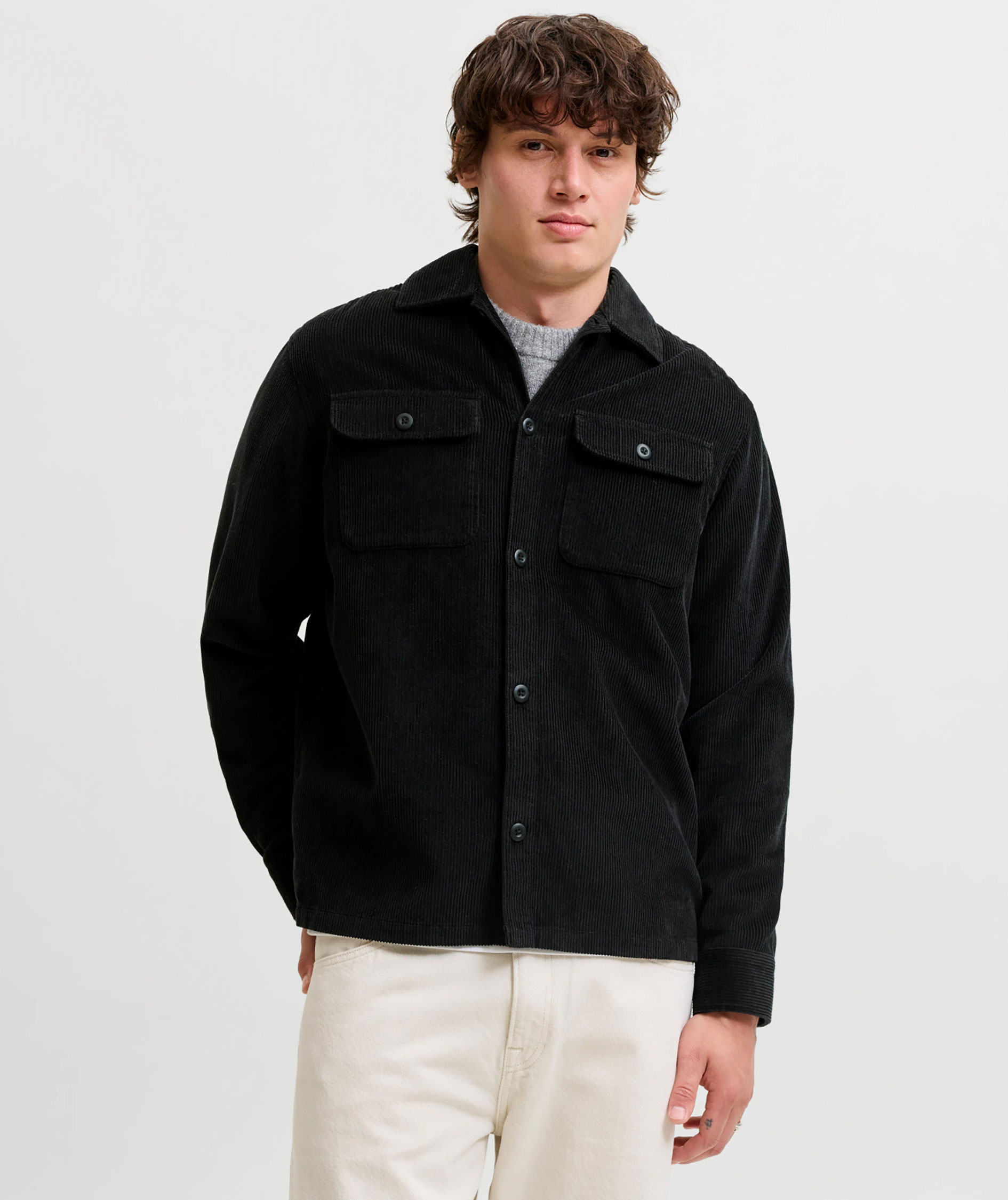 Jack & Jones JJEREGENT CORD Overshirt, Black