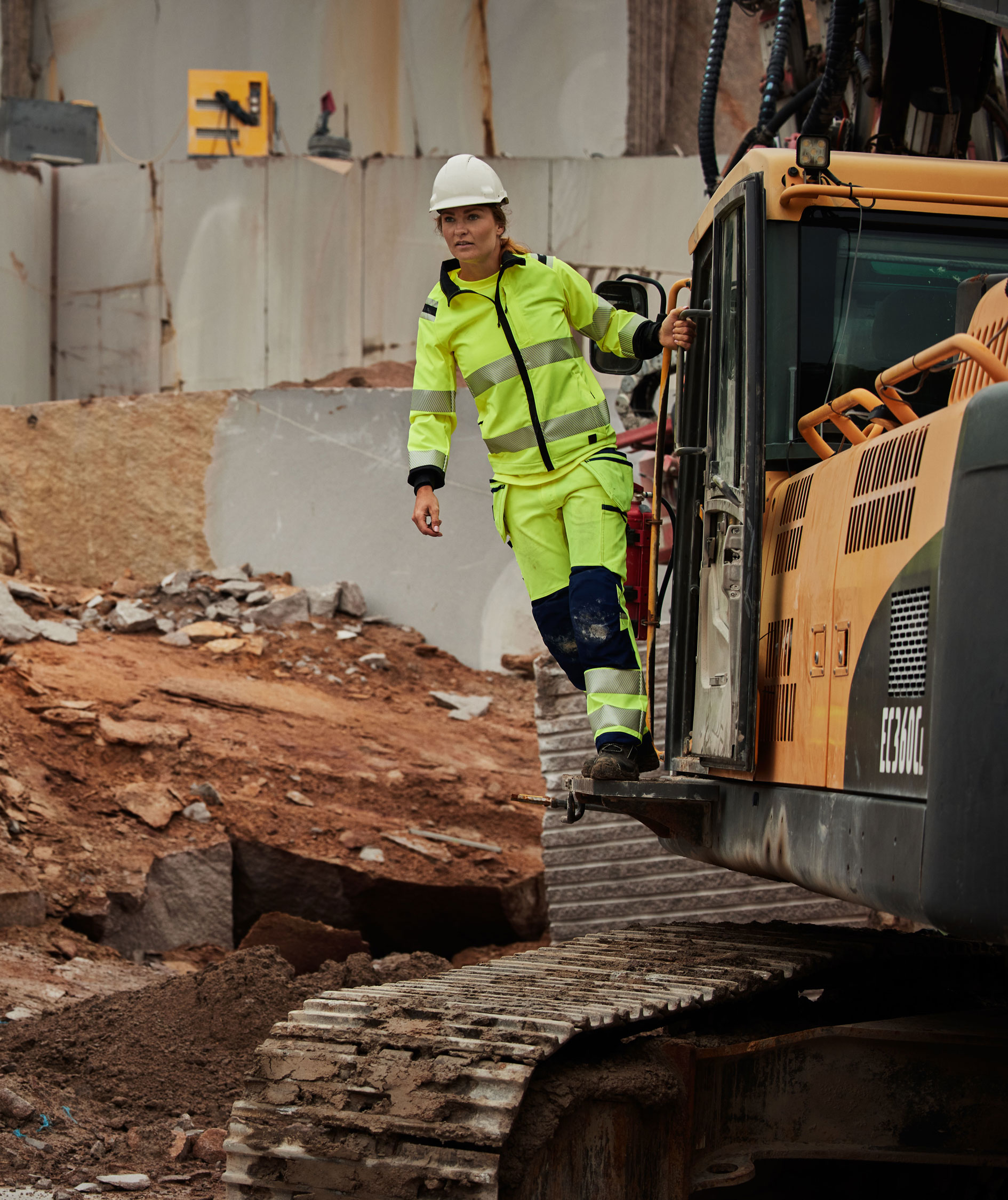 Fristads Green 2664 GSTP hantverksbyxa dam full stretch, Varsel Gul/Svart, large image number 2