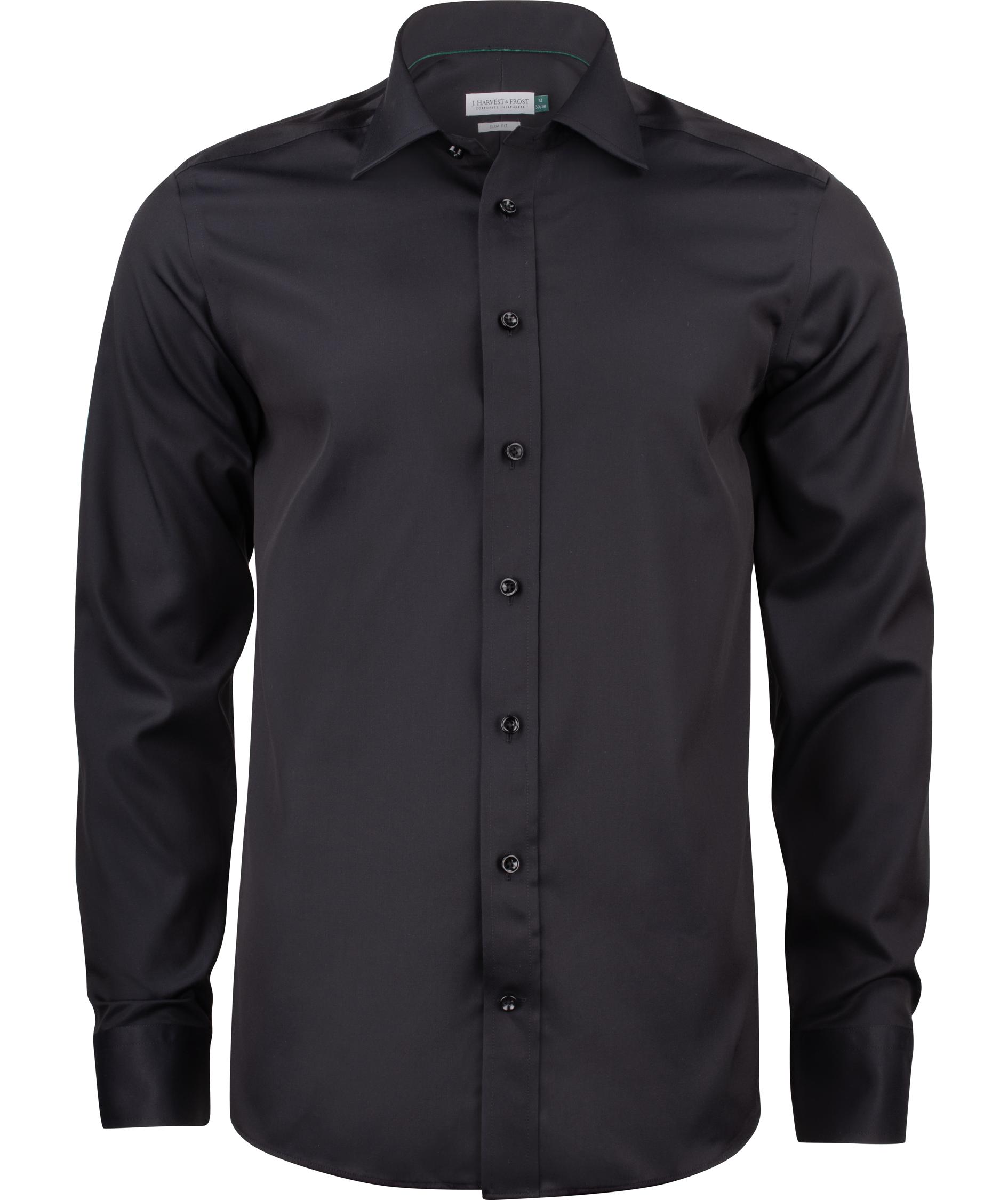 J. Harvest & Frost Twill Green Bow O1 slim fit skjorte, Svart, Svart, swatch