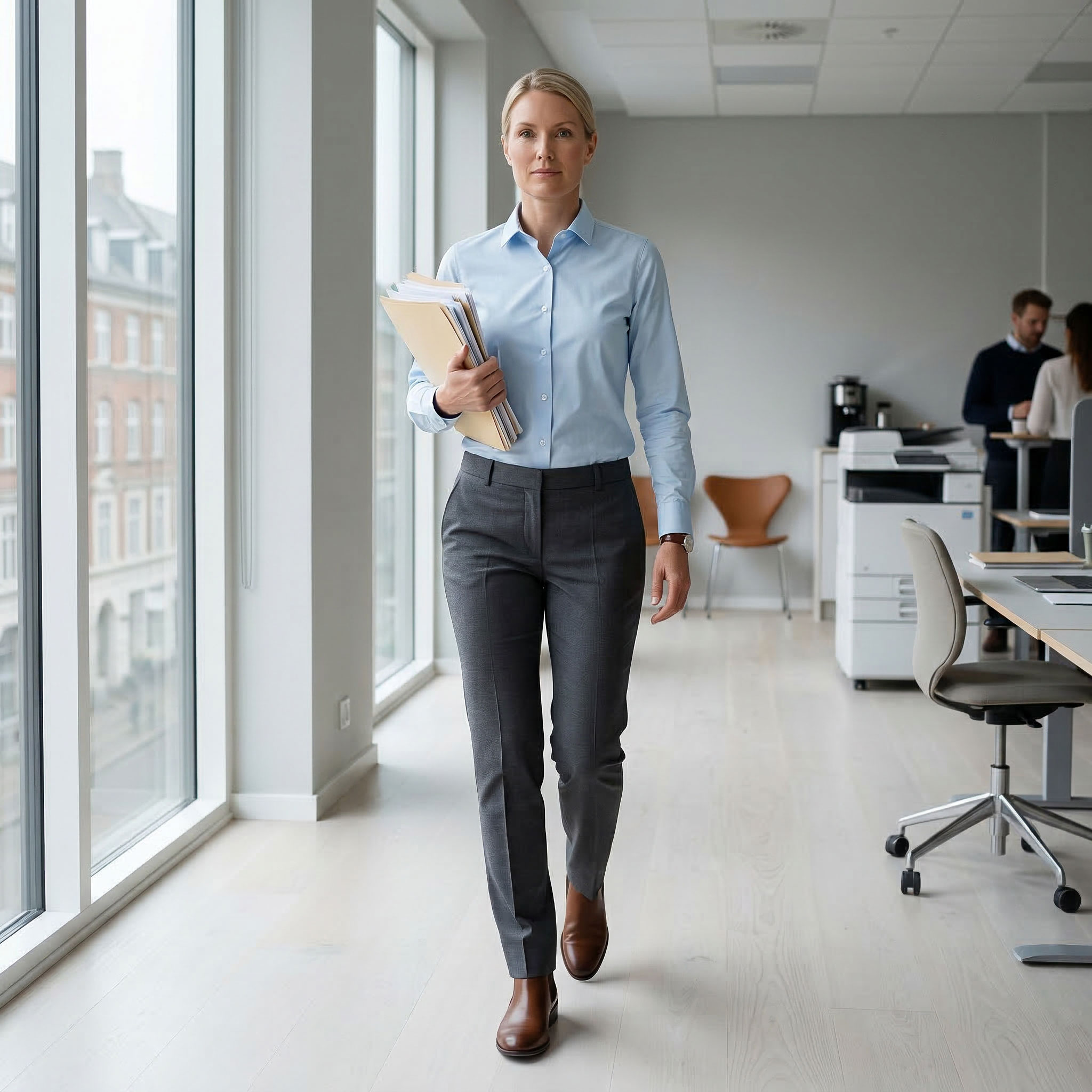 NewTurn Super Stretch Slim fit skjorte dame, Lysebl&aring;