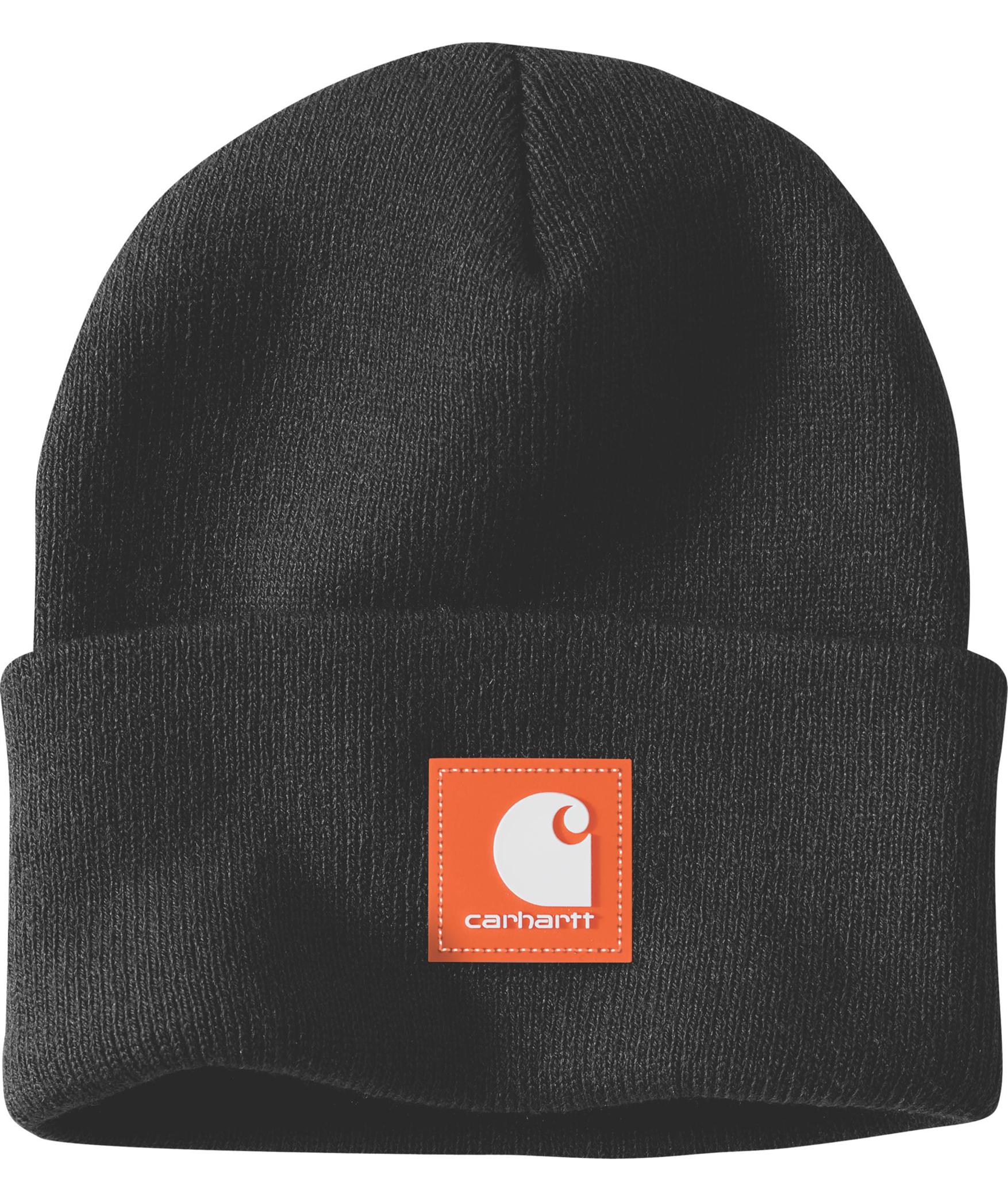 Carhartt Patch Watch beanie, Black/Worksite Orange, Black/Worksite Orange, swatch