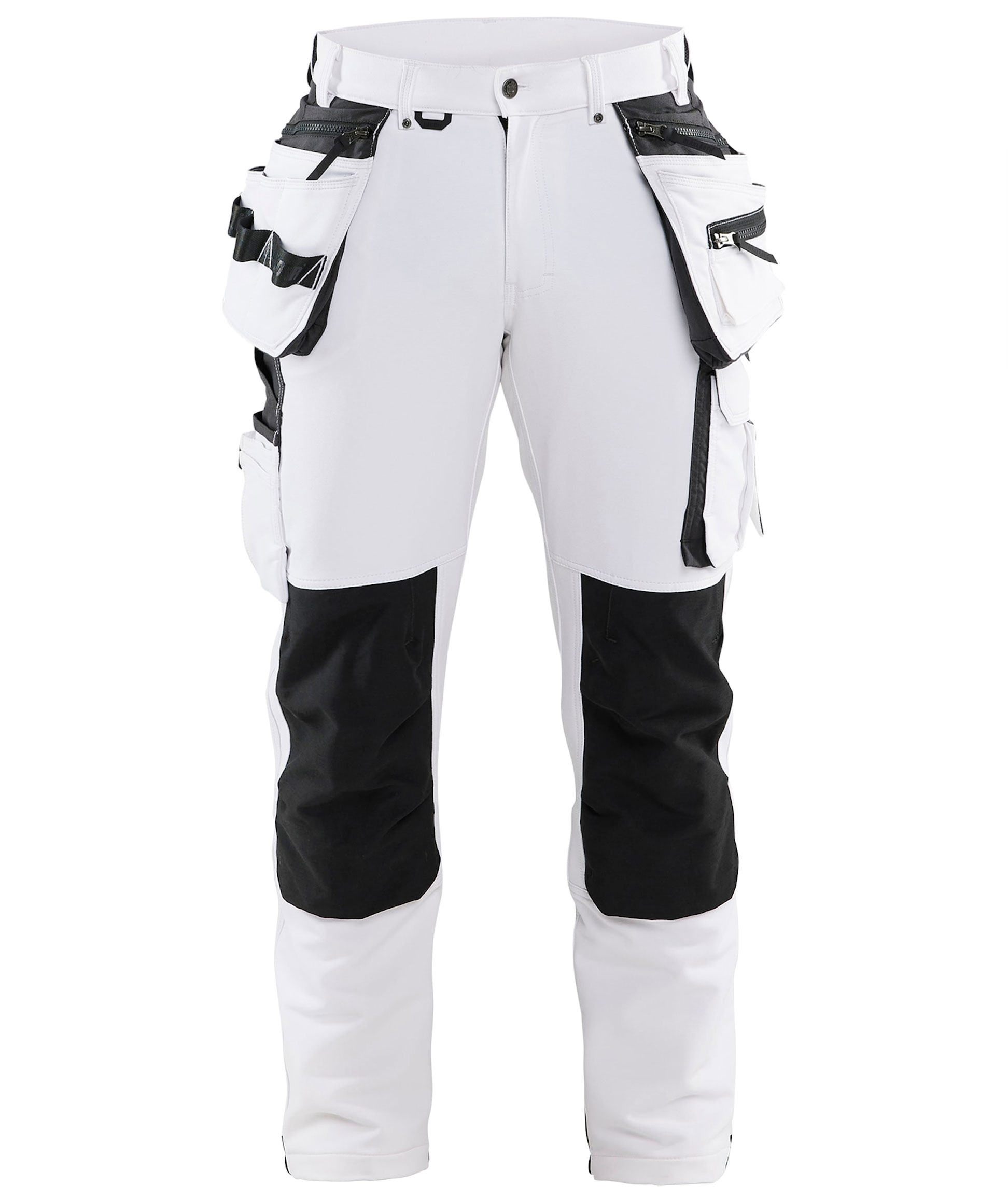 Bl&aring;kl&auml;der dame h&aring;ndv&aelig;rkerbukser full stretch, Hvid/m&oslash;rk gr&aring;, large image number 0