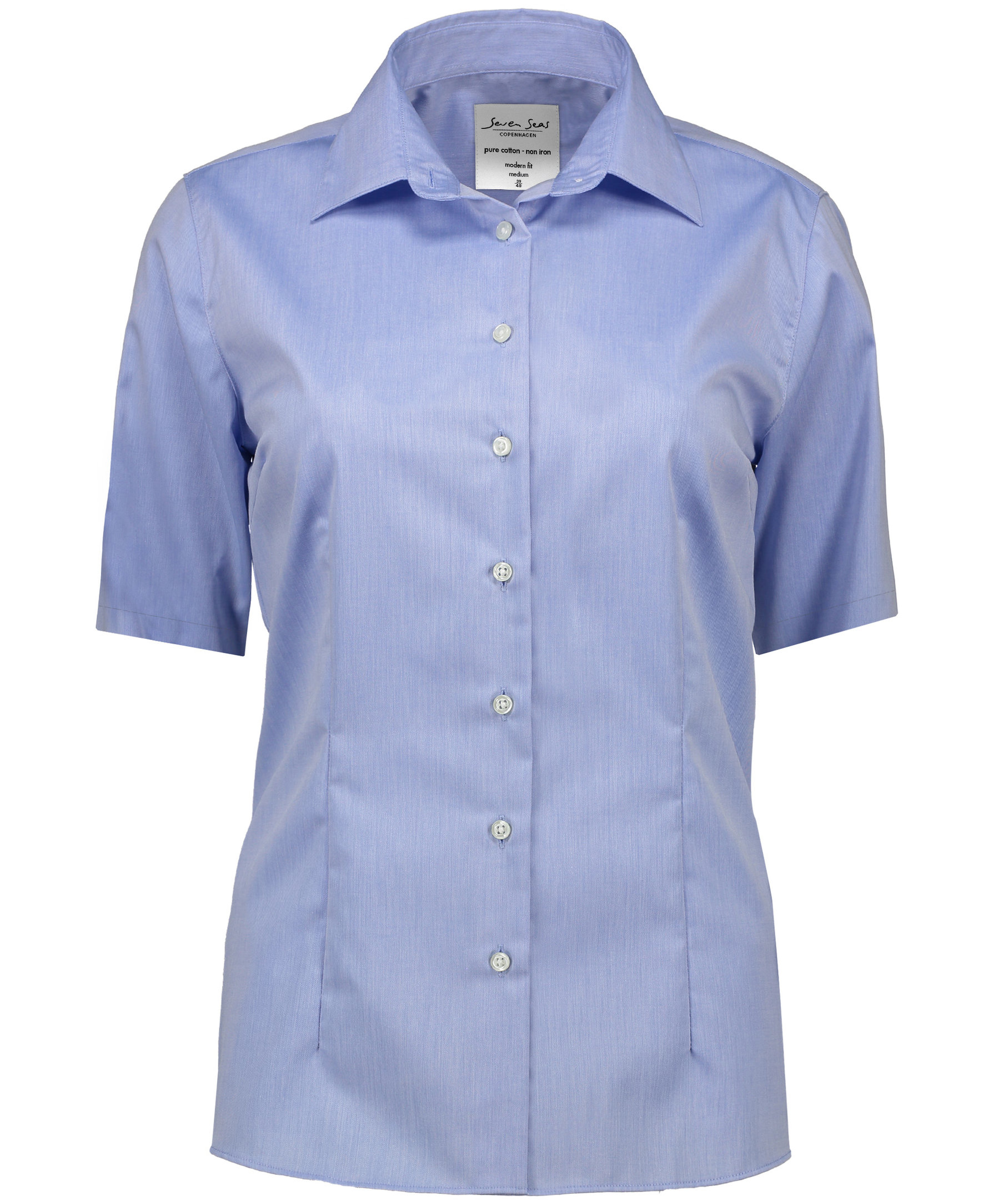 Seven Seas Fine Twill kort&auml;rmad Modern fit skjorta dam, Ljusbl&aring;